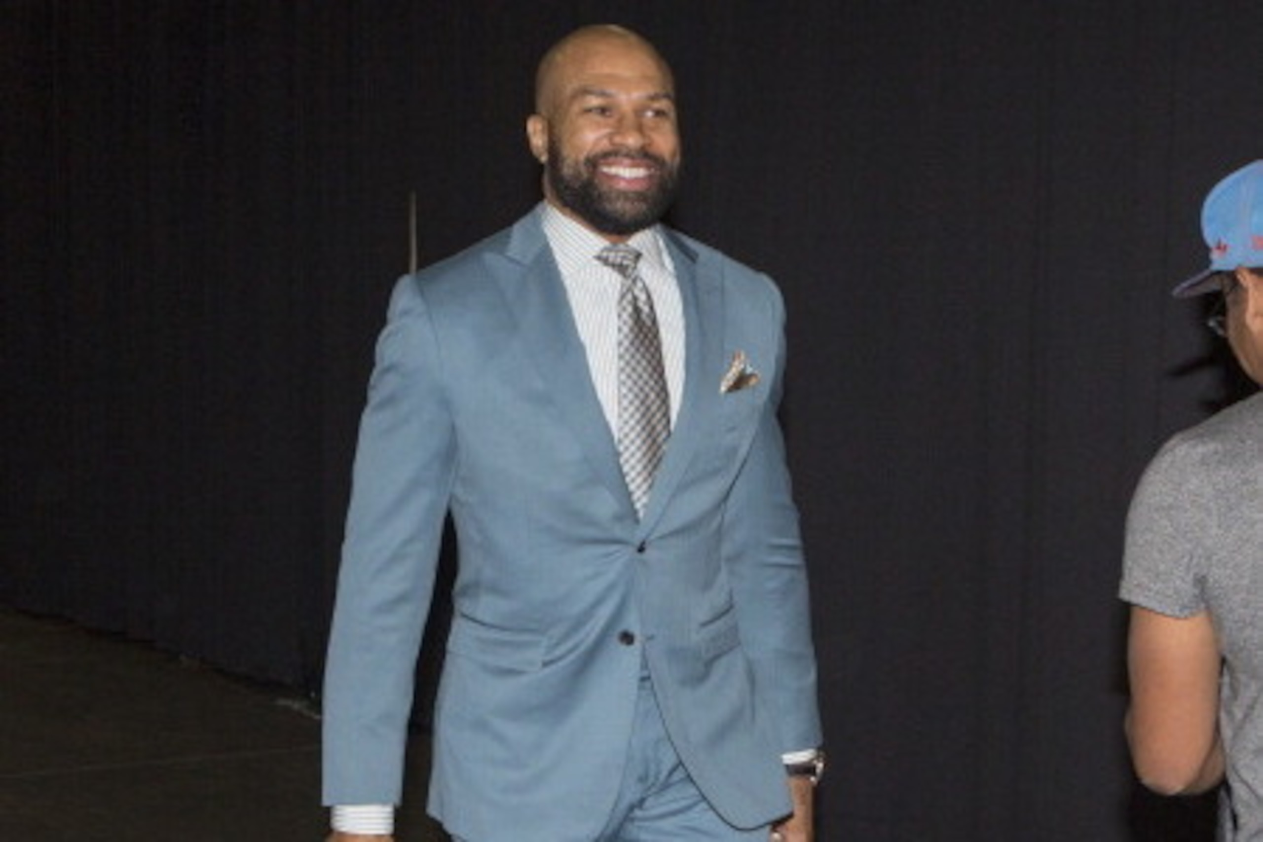 OKLAHOMA CITY, OK - May 13: Derek Fisher #6 of the Oklahoma City Thunder arrives at the arena before the game against Los Angeles Clippers in Game 5 of the Western Conference Semifinals during the 2014 NBA Playoffs at the Chesapeake Arena on May 13, 2014 