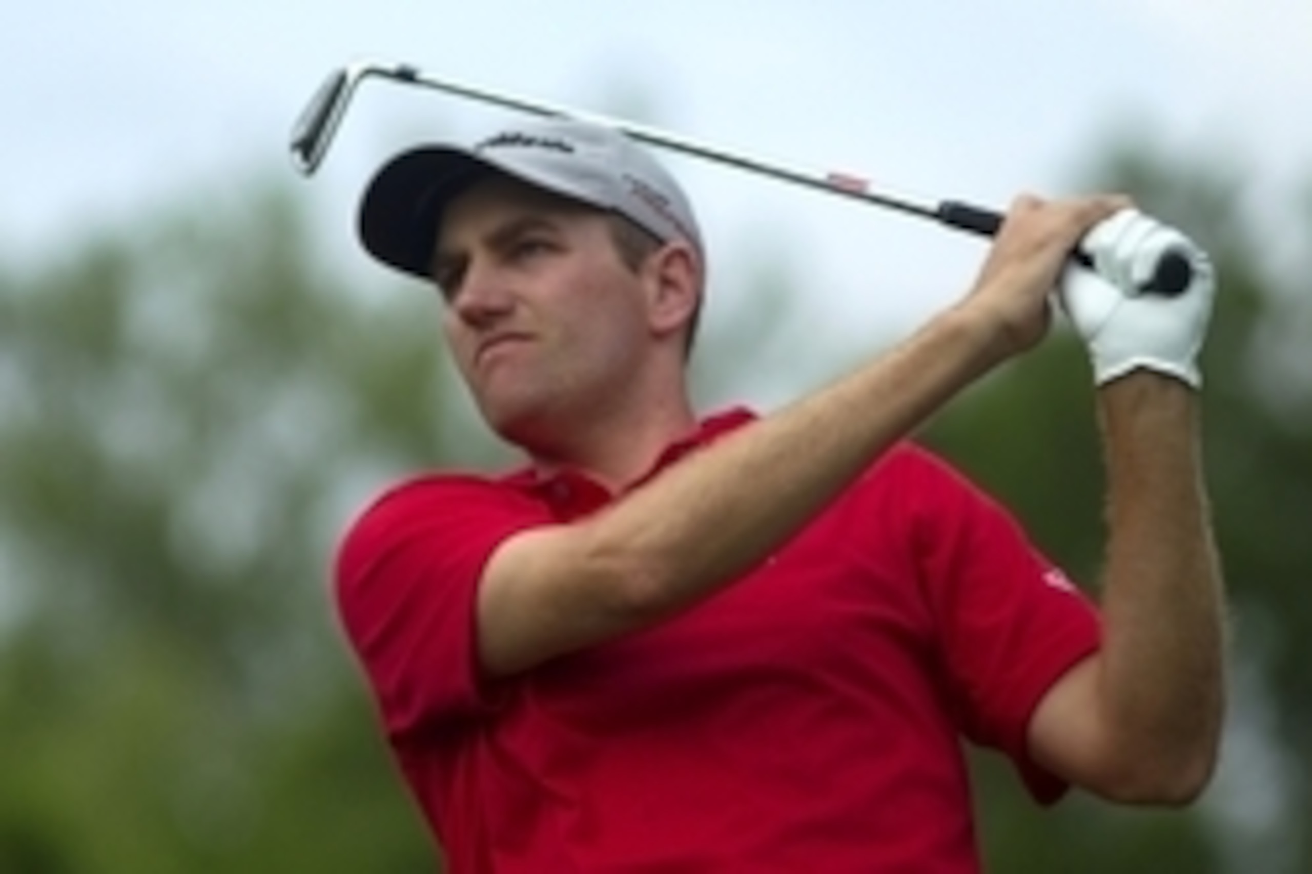 May 1, 2014; Charlotte, NC, USA; Brendon Todd tees off on the thirteenth hole during the first round of the Wells Fargo Championship at Quail Hollow Club. Mandatory Credit: Joshua S. Kelly-USA TODAY Sports