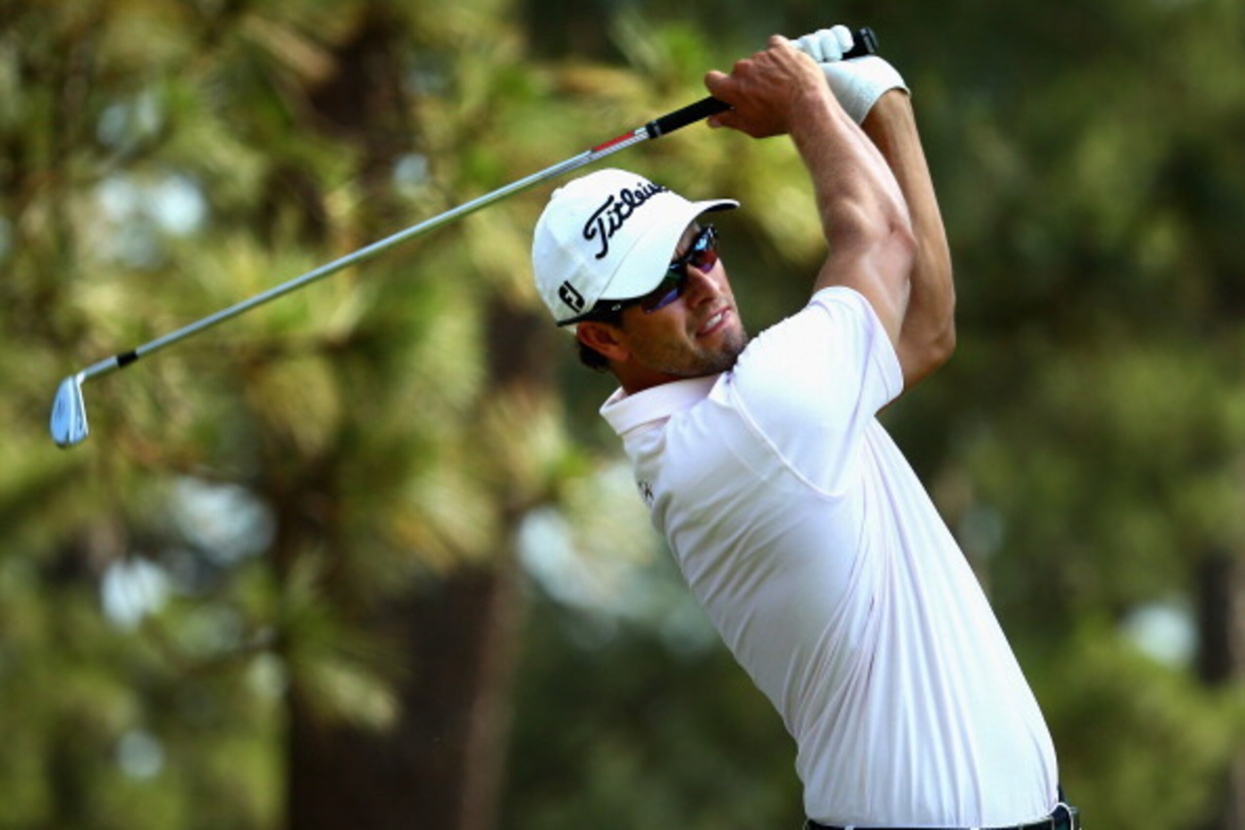 PINEHURST, NC - JUNE 10:  Adam Scott of Australia hits a shot during a practice round prior to the start of the 114th U.S. Open at Pinehurst Resort & Country Club, Course No. 2 on June 10, 2014 in Pinehurst, North Carolina.  (Photo by Streeter Lecka/Getty