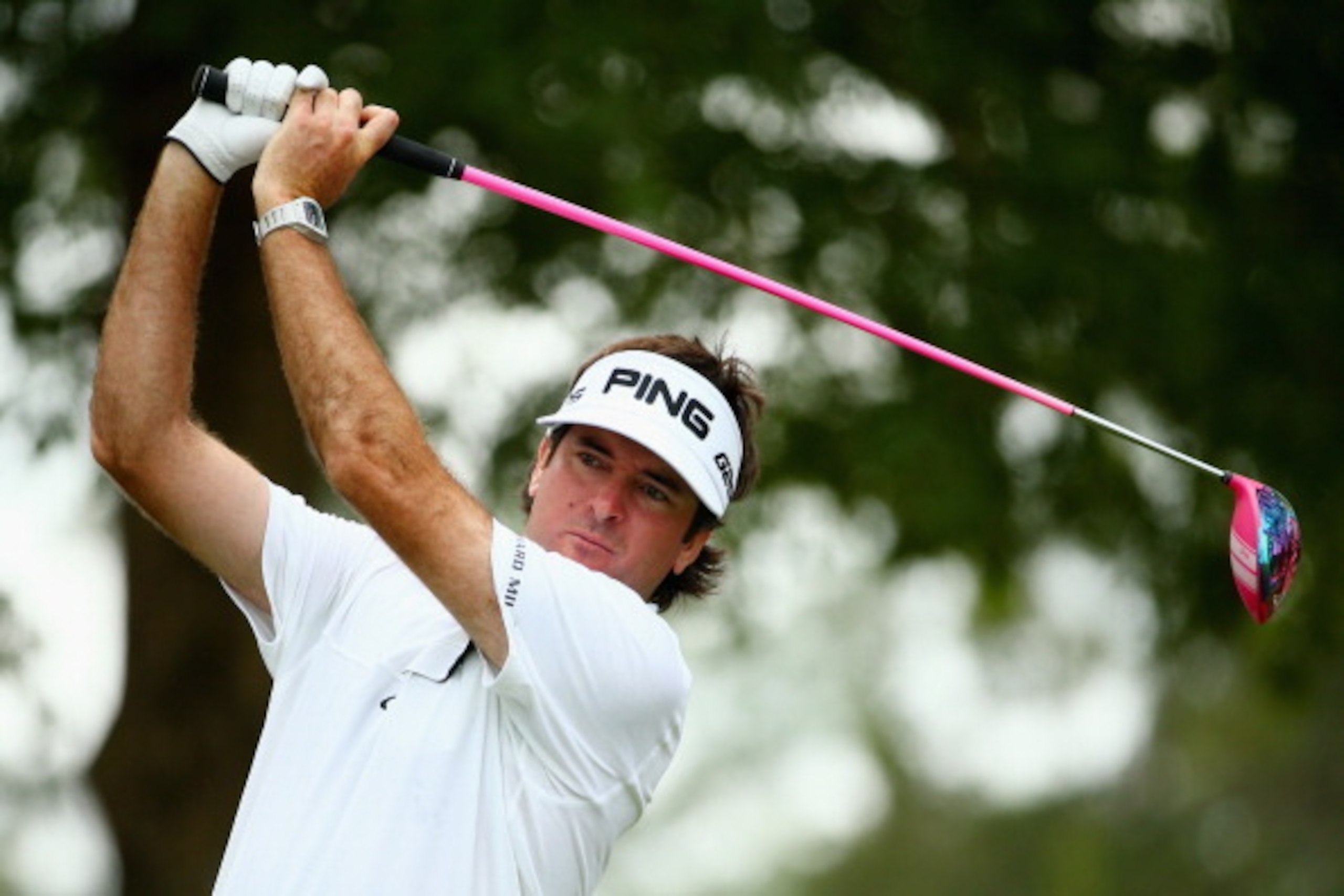 PINEHURST, NC - JUNE 09:  Bubba Watson of the United States hits a tee shot during a practice round prior to the start of the 114th U.S. Open at Pinehurst Resort & Country Club, Course No. 2 on June 9, 2014 in Pinehurst, North Carolina.  (Photo by Streete