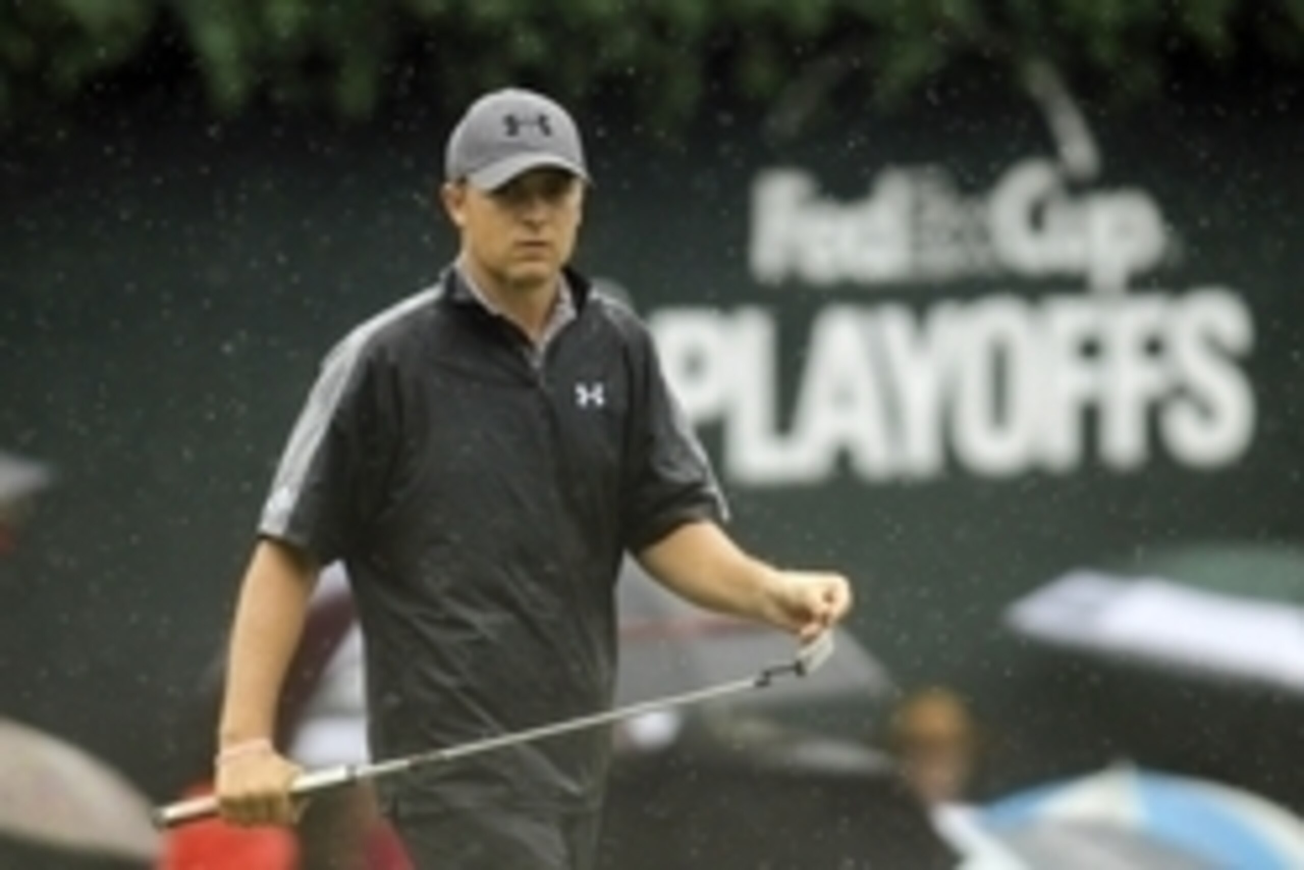 Sep 21, 2013; Atlanta, GA, USA; Justin Spieth prepares to putt on the 18th green during the third round of the Tour Championship at East Lake Golf Club. Mandatory Credit: Brett Davis-USA TODAY Sports