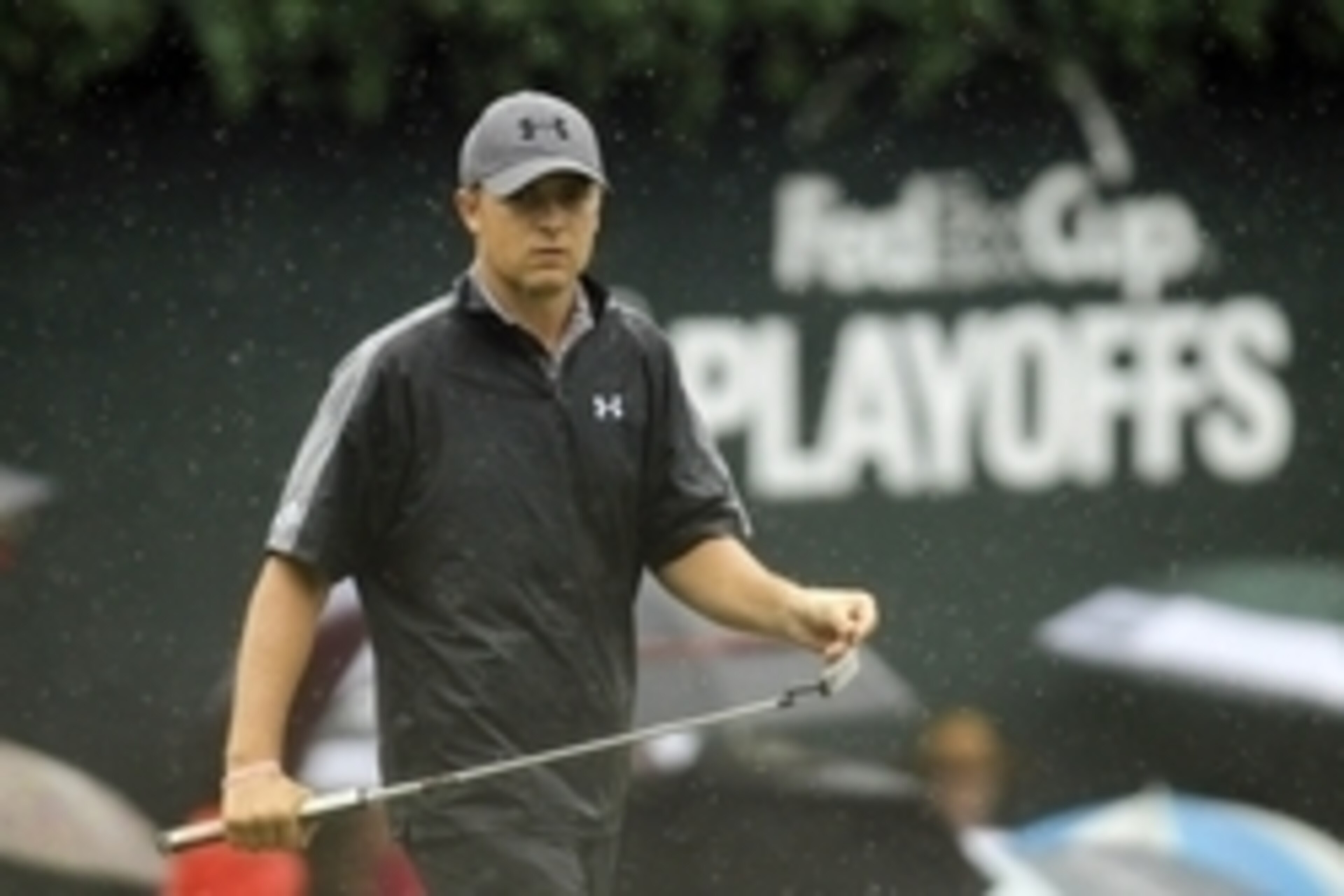 Sep 21, 2013; Atlanta, GA, USA; Justin Spieth prepares to putt on the 18th green during the third round of the Tour Championship at East Lake Golf Club. Mandatory Credit: Brett Davis-USA TODAY Sports