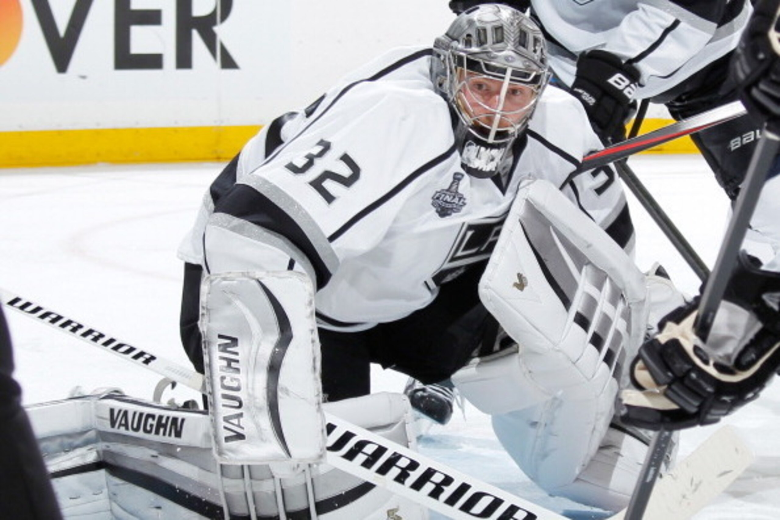 NEW YORK, NY - JUNE 09:  Jonathan Quick #32 of the Los Angeles Kings tracks down the puck against the New York Rangers during Game Three of the 2014 NHL Stanley Cup Final at Madison Square Garden on June 9, 2014 in New York City. (Photo by Scott Levy/NHLI