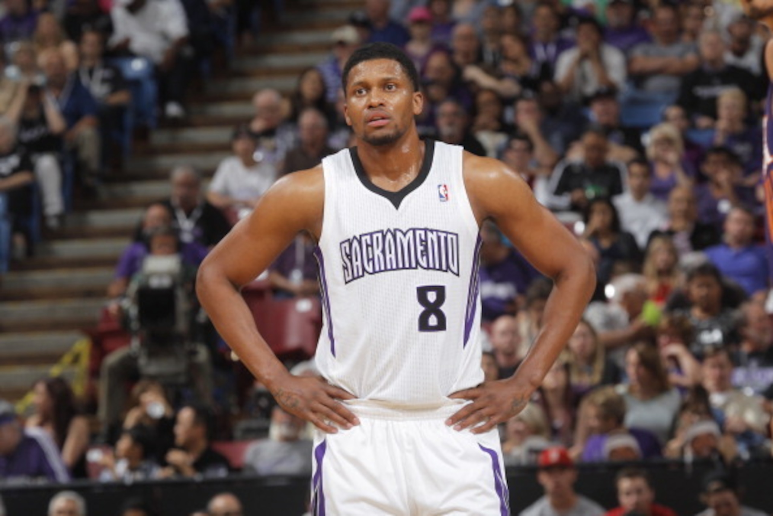 SACRAMENTO, CA - APRIL 16: Rudy Gay #8 of the Sacramento Kings in a game against the Phoenix Suns on April16, 2014 at Sleep Train Arena in Sacramento, California. NOTE TO USER: User expressly acknowledges and agrees that, by downloading and or using this SACRAMENTO, CA - APRIL 16: Rudy Gay #8 of the Sacramento Kings in a game against the Phoenix Suns on April16, 2014 at Sleep Train Arena in Sacramento, California. NOTE TO USER: User expressly acknowledges and agrees that, by downloading and or using this