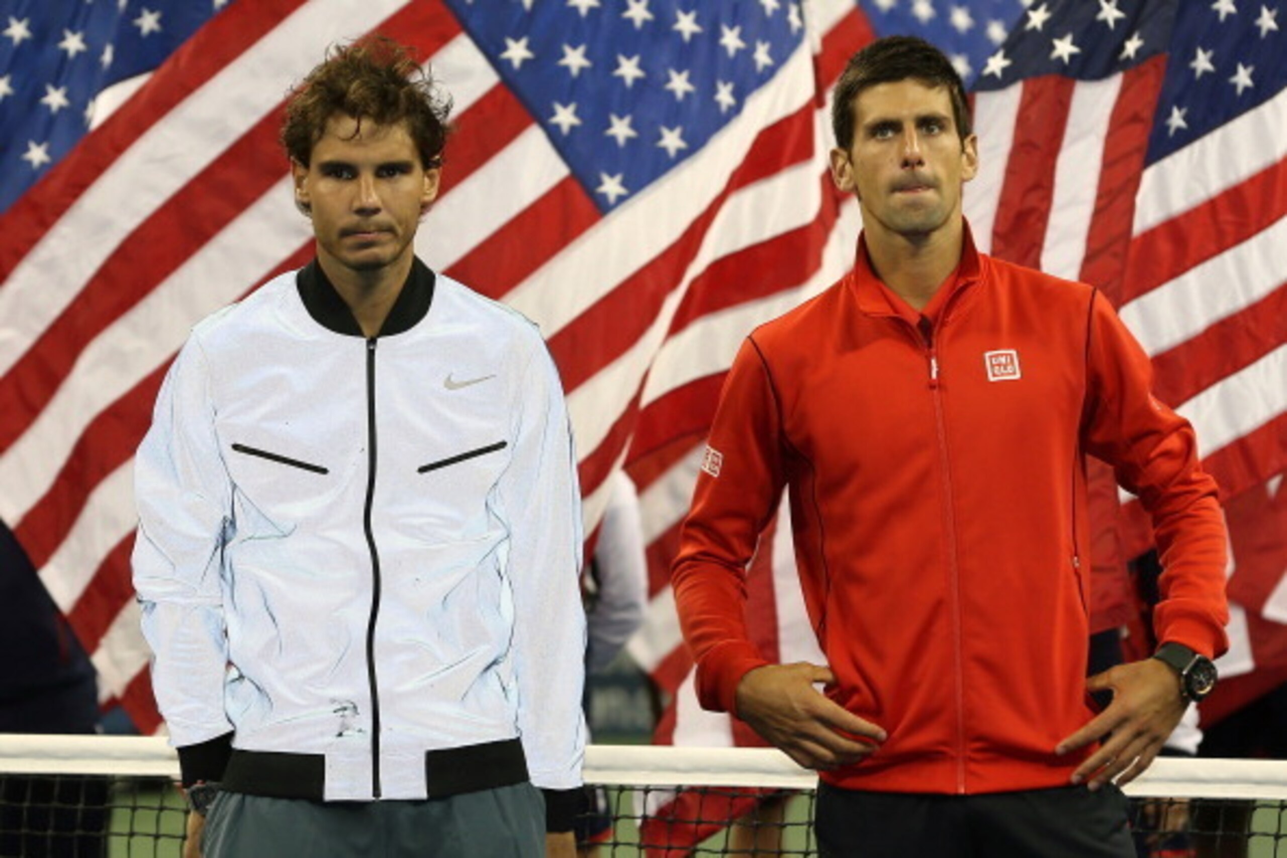 NEW YORK, NY - SEPTEMBER 09:  Rafael Nadal of Spain stands next to Novak Djokovic of Serbia during the trophy presentation after winning the men's singles final on Day Fifteen of the 2013 US Open at the USTA Billie Jean King National Tennis Center on Sept