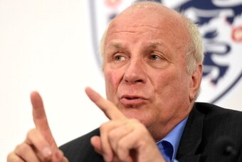 LONDON, ENGLAND - MAY 08:  FA Chairman Greg Dyke speaks during the FA Chairman's England Commission Press Conference at Wembley Stadium on May 8, 2014 in London, England.  (Photo by Tom Dulat/Getty Images)