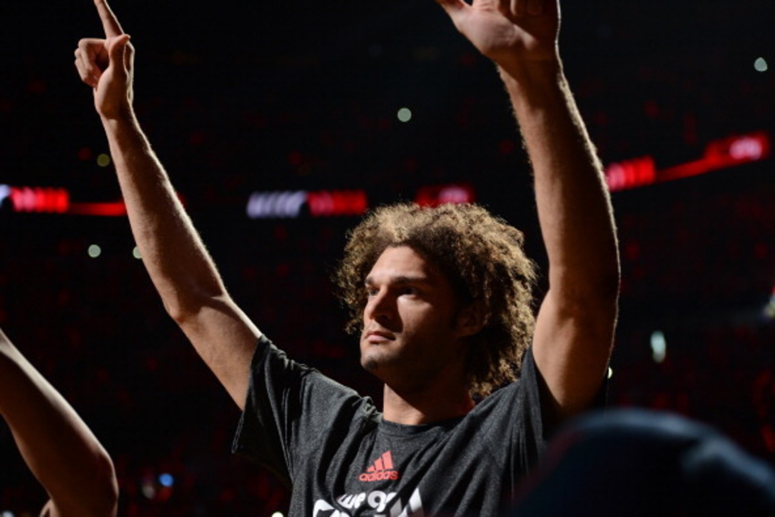 PORTLAND, OR - MAY 12: Robin Lopez #42 of the Portland Trail Blazers warms up before Game Four of the Western Conference Semifinals between the Portland Trail Blazers and the San Antonio Spurs during the 2014 NBA Playoffs on May 12, 2014 at the Moda Cente PORTLAND, OR - MAY 12: Robin Lopez #42 of the Portland Trail Blazers warms up before Game Four of the Western Conference Semifinals between the Portland Trail Blazers and the San Antonio Spurs during the 2014 NBA Playoffs on May 12, 2014 at the Moda Cente