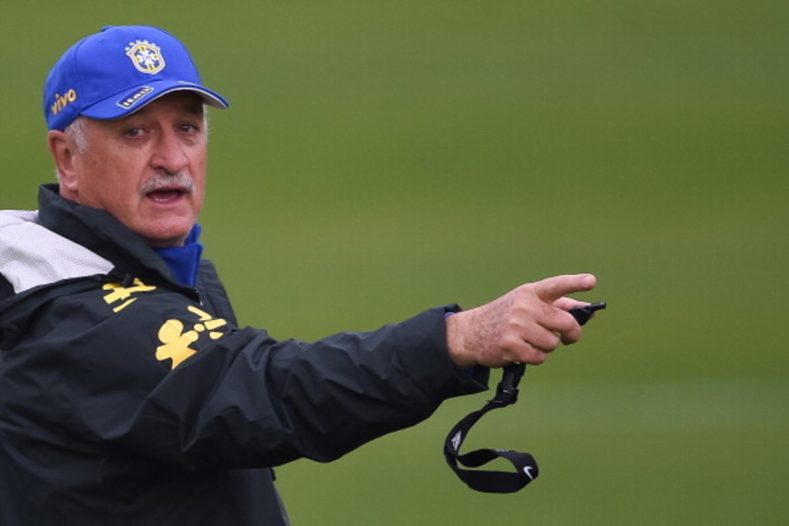 TERESOPOLIS, BRAZIL - JUNE 09: Head coach Luiz Felipe Scolari in action during a training session of the Brazilian national football team at the squad's Granja Comary training complex, on June 09, 2014 in Teresopolis, 90 km from downtown Rio de Janeiro, B