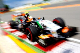 MONTREAL, QC - JUNE 06:  Sergio Perez of Mexico and Force India drives during practice ahead of the Canadian Formula One Grand Prix at Circuit Gilles Villeneuve on June 6, 2014 in Montreal, Canada.  (Photo by Mathias Kniepeiss/Getty Images)