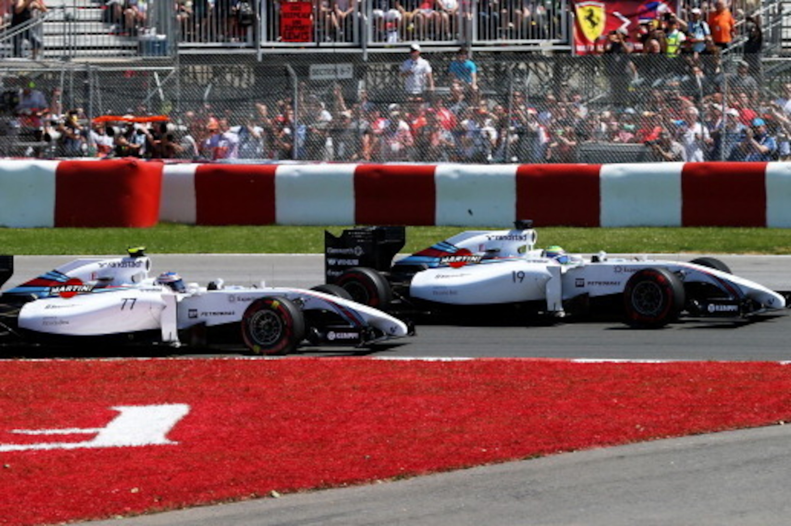 MONTREAL, QC - JUNE 08: Valtteri Bottas of Finland and Williams leads teamate Felipe Massa of Brazil and Williams during the Canadian Formula One Grand Prix at Circuit Gilles Villeneuve on June 8, 2014 in Montreal, Canada. (Photo by Mark Thompson/Getty MONTREAL, QC - JUNE 08: Valtteri Bottas of Finland and Williams leads teamate Felipe Massa of Brazil and Williams during the Canadian Formula One Grand Prix at Circuit Gilles Villeneuve on June 8, 2014 in Montreal, Canada. (Photo by Mark Thompson/Getty