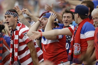 JACKSONVILLE, FL - JUNE 07:  United States fans react to a call during the international friendly match against Nigeria at EverBank Field on June 7, 2014 in Jacksonville, Florida.  (Photo by Mike Zarrilli/Getty Images)