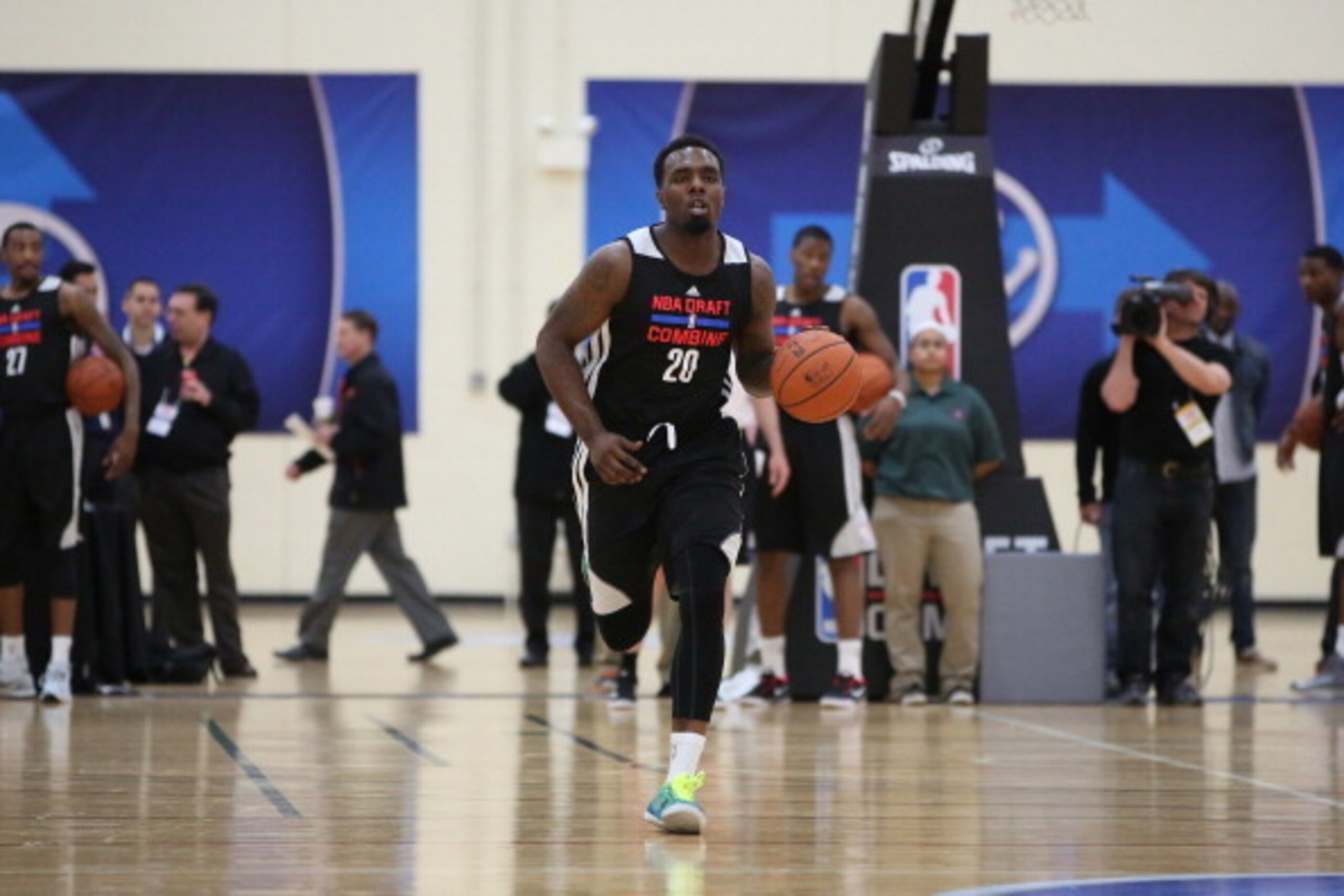CHICAGO, IL - May 15:  NBA draft prospect P.J. Hairston participates in drills during the 2014 Draft Combine on May 15, 2014 at Quest Multisport in Chicago, Illinois. NOTE TO USER:  User expressly acknowledges and agrees that, by downloading and or using 