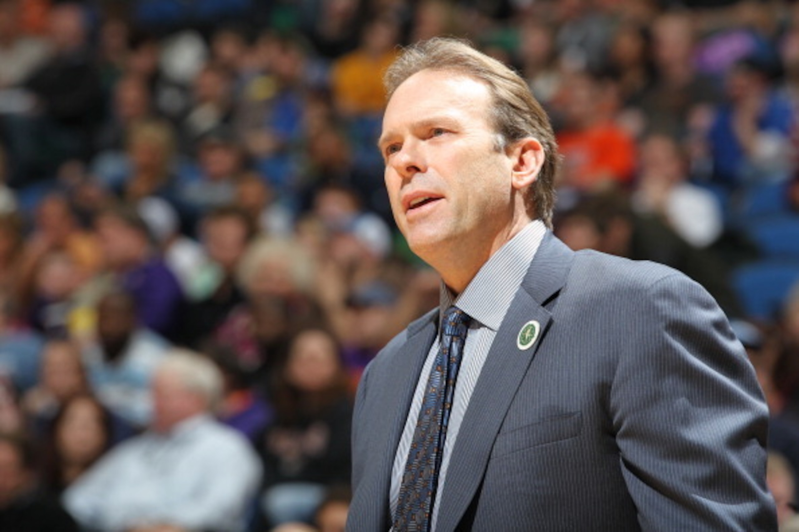 MINNEAPOLIS, MN - APRIL 6: Kurt Rambis Head Coach of the Minnesota Timberwolves looks on during a game against the Phoenix Suns on April 6, 2011 at Target Center in Minneapolis, Minnesota.  NOTE TO USER: User expressly acknowledges and agrees that, by dow