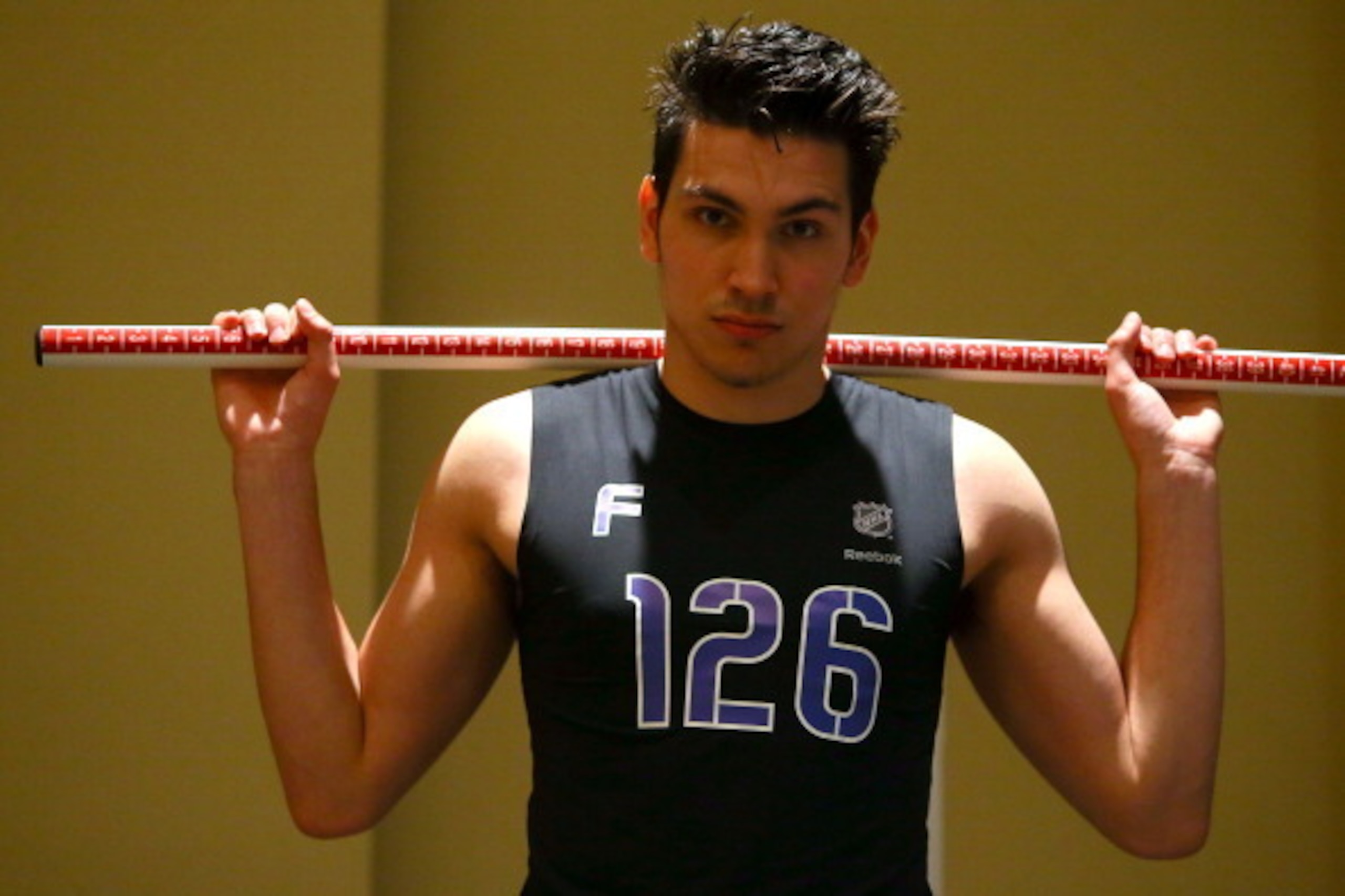 TORONTO - CANADA - MAY 29:  Michael Dal Colle performs a test during the Functional Movement screening at the NHL Combine May 29, 2014 at the Westin Bristol in Toronto, Ontario, Canada. (Photo by Graig Abel/NHLI  via Getty Images)