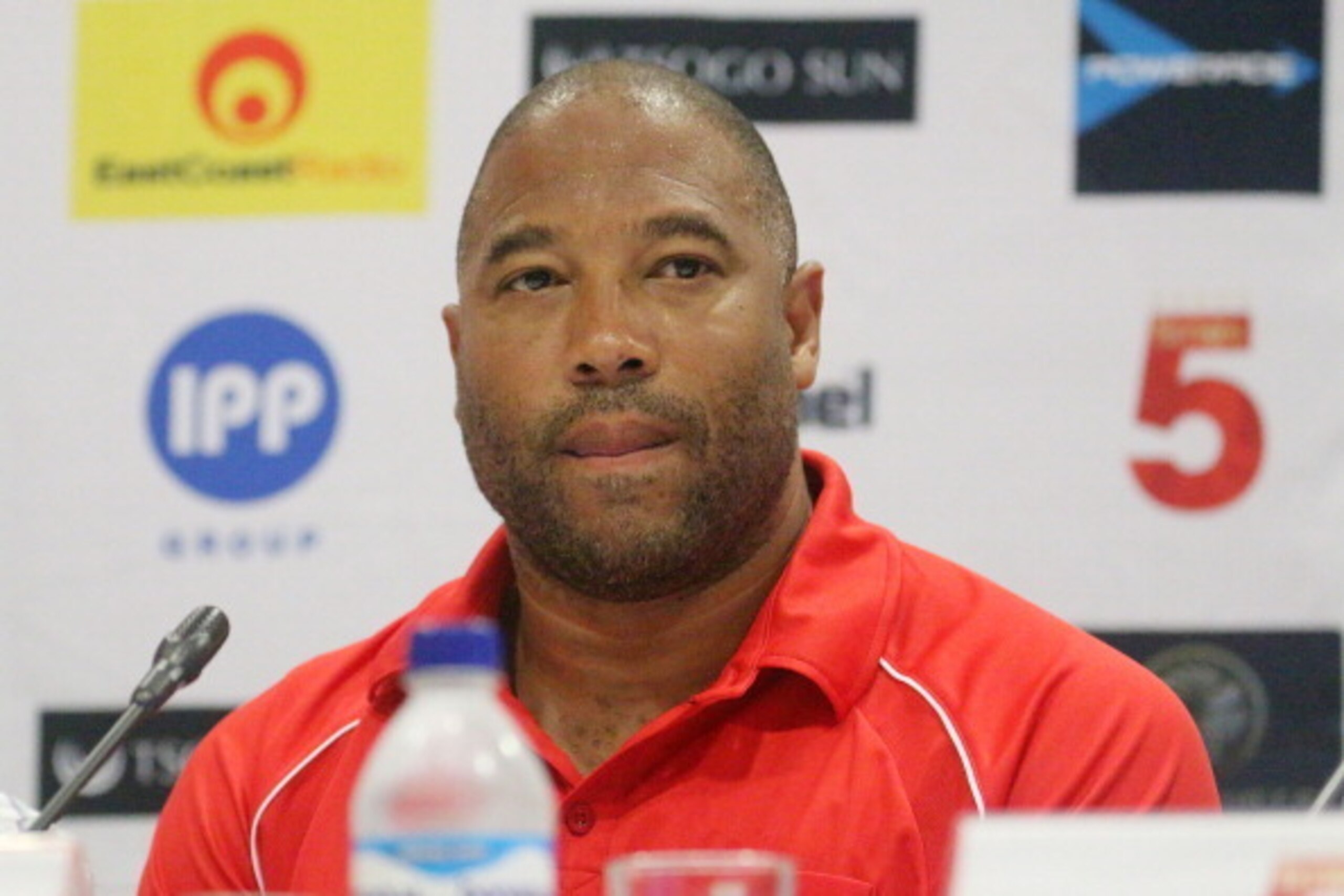 DURBAN, SOUTH AFRICA - NOVEMBER 14:  John Barnes during the Liverpool FC Legends Tour Pre-match press conference at Moses Mabhida Stadium on November 14, 2013 in Durban, South Africa.  (Photo by Anesh Debiky/ITM Group via Gallo Images/Getty Images)