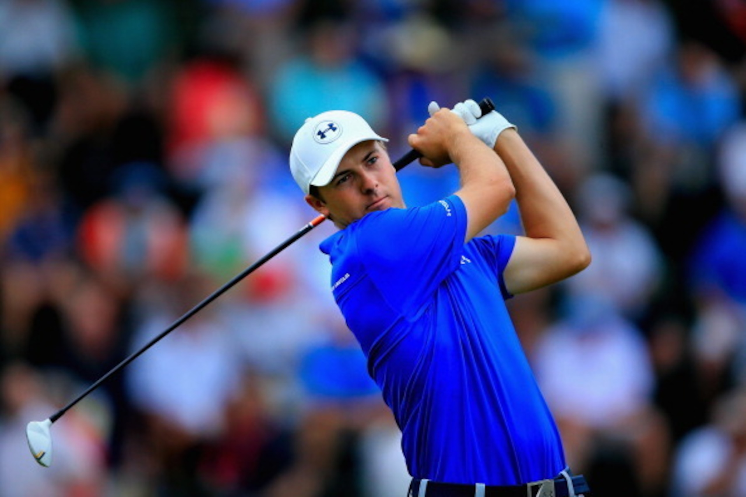 PINEHURST, NC - JUNE 12:  Jordan Spieth of the United States hits his tee shot on the 13th hole during the first round of the 114th U.S. Open at Pinehurst Resort & Country Club, Course No. 2 on June 12, 2014 in Pinehurst, North Carolina.  (Photo by David 