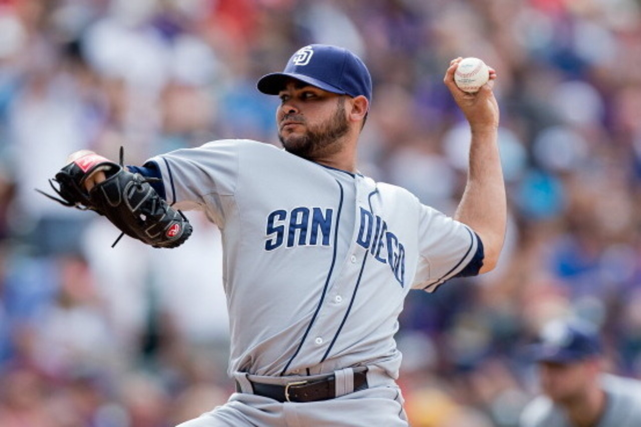 DENVER, CO - MAY 18: Relief pitcher Alex Torres #54 of the San Diego Padres delivers to home plate during the seventh inning against the Colorado Rockies at Coors Field on May 18, 2014 in Denver, Colorado. The Rockies defeated the Padres 8-6 in 10 inning DENVER, CO - MAY 18: Relief pitcher Alex Torres #54 of the San Diego Padres delivers to home plate during the seventh inning against the Colorado Rockies at Coors Field on May 18, 2014 in Denver, Colorado. The Rockies defeated the Padres 8-6 in 10 inning