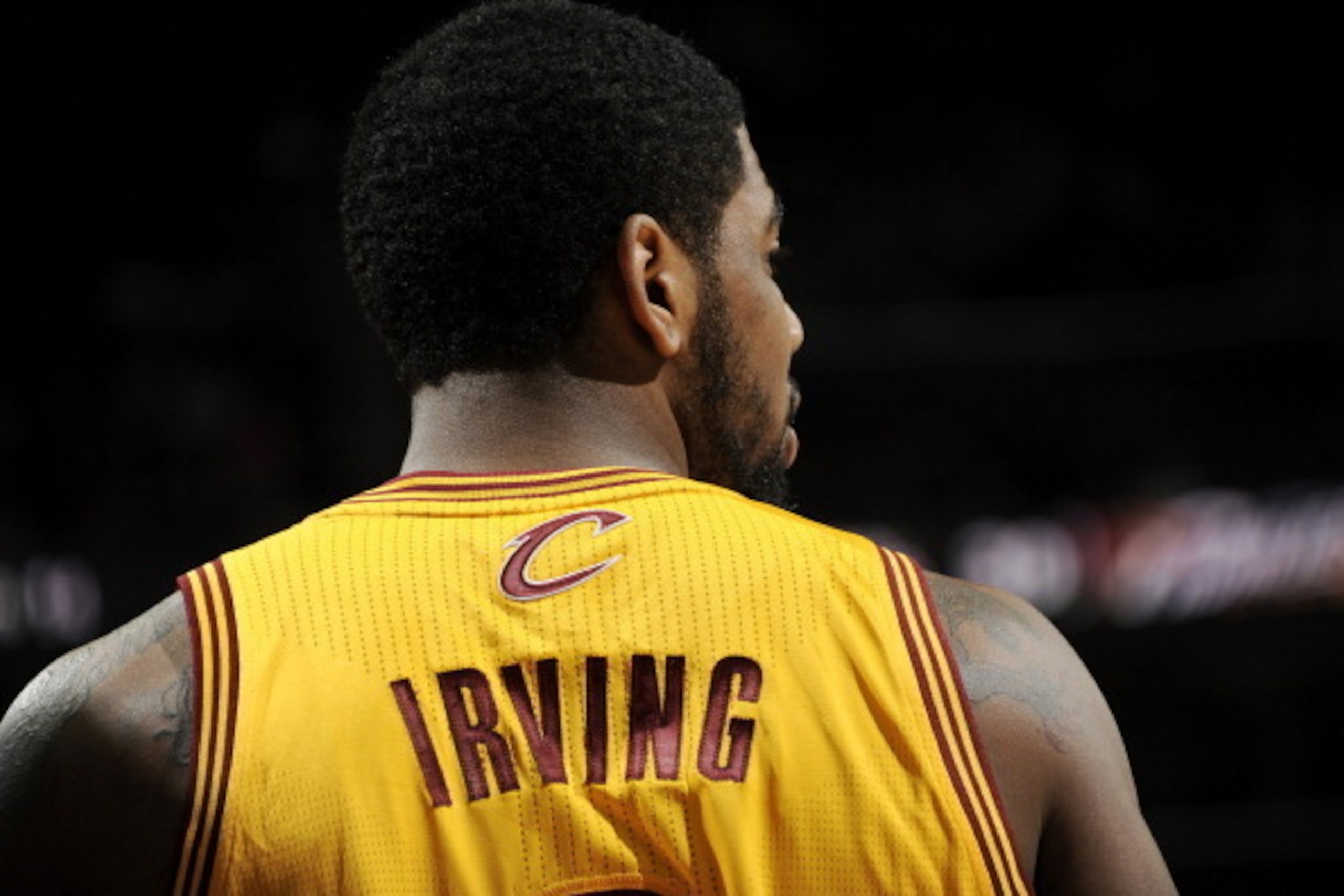 CLEVELAND, OH - APRIL 12: Kyrie Irving #2 of the Cleveland Cavaliers stands on the court during a game against the Boston Celtics at The Quicken Loans Arena on April 12, 2014 in Cleveland, Ohio. NOTE TO USER: User expressly acknowledges and agrees that, b