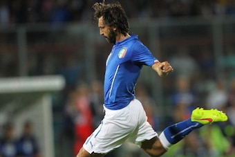 PERUGIA, ITALY - JUNE 04:  Andrea Pirlo of Italy in action during the international friendly match between Italy and Luxembourg on June 4, 2014 in Perugia, Italy.  (Photo by Paolo Bruno/Getty Images)
