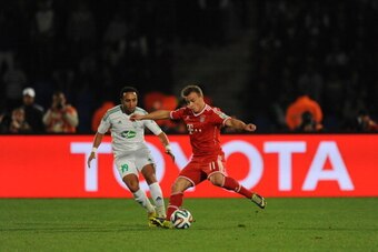 MARRAKECH, MOROCCO - DECEMBER 21:  Xherdan Shaqiri of FC Bayern Munchen in action during the FIFA Club World Cup Final match between FC Bayern Munchen and Raja Casablanca at Marrakech Stadium on December 21, 2013 in Marrakech, Morocco.  (Photo by Steve Ba