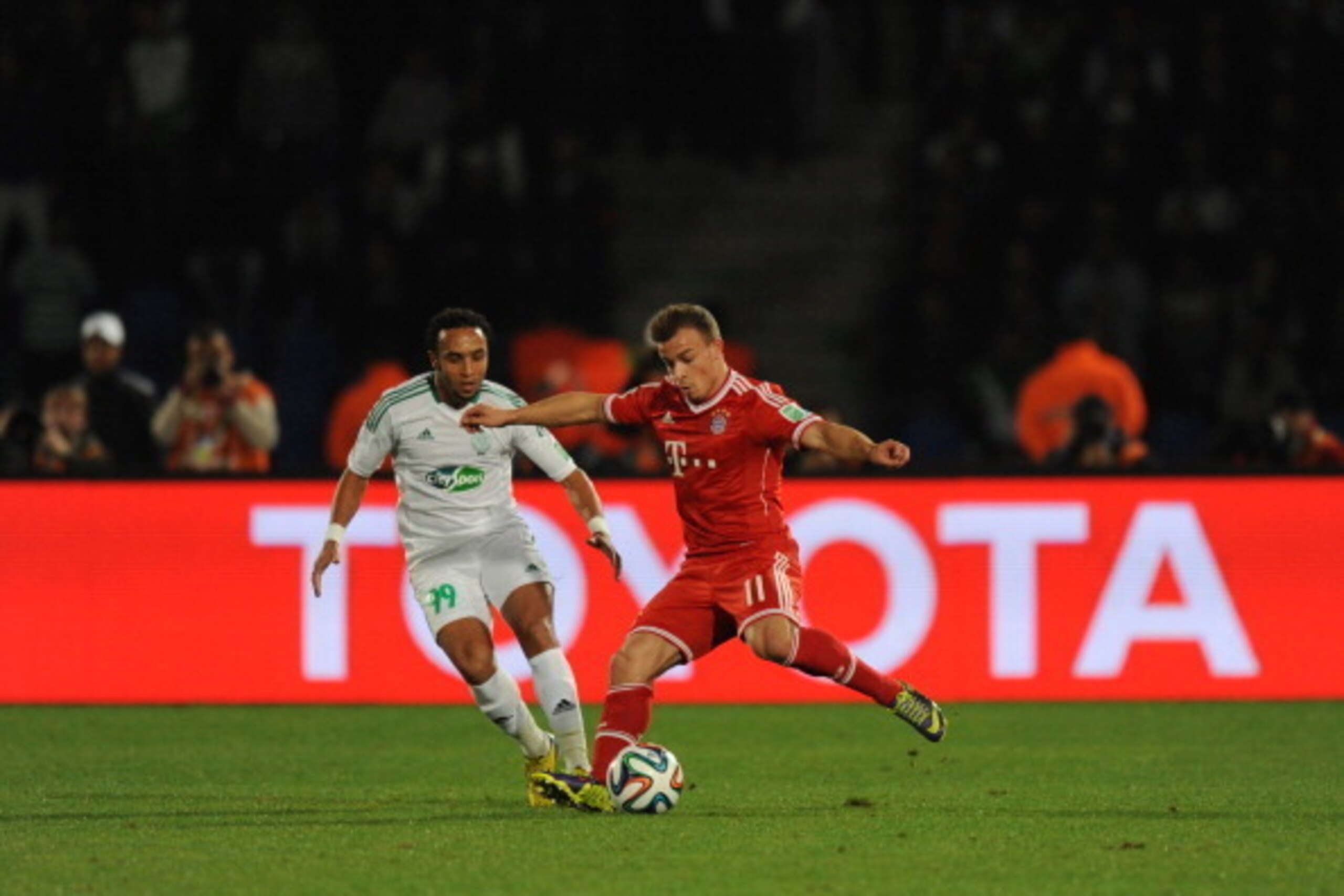 MARRAKECH, MOROCCO - DECEMBER 21:  Xherdan Shaqiri of FC Bayern Munchen in action during the FIFA Club World Cup Final match between FC Bayern Munchen and Raja Casablanca at Marrakech Stadium on December 21, 2013 in Marrakech, Morocco.  (Photo by Steve Ba