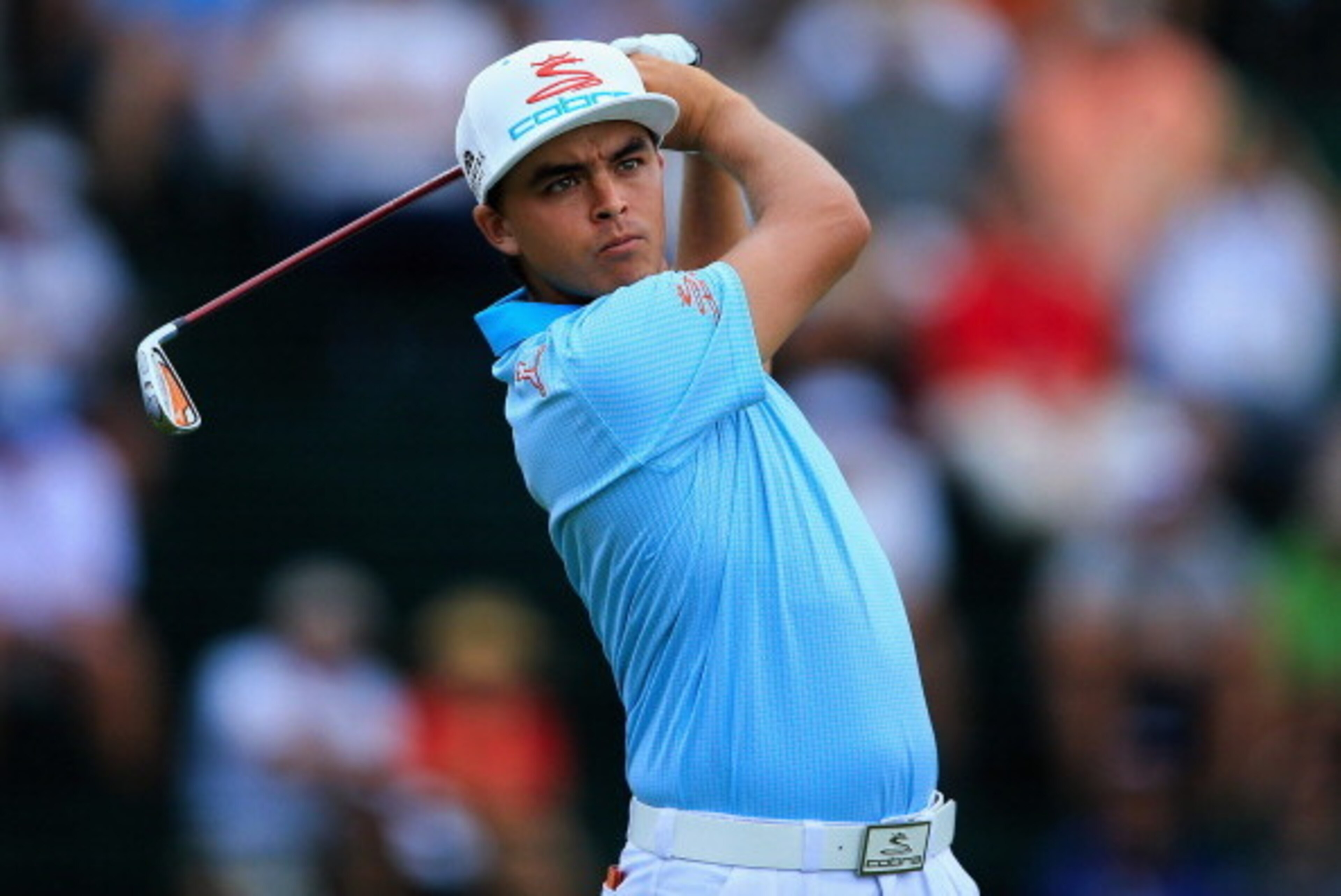 PINEHURST, NC - JUNE 12:  Rickie Fowler of the United States hits his tee shot on the 13th hole during the first round of the 114th U.S. Open at Pinehurst Resort & Country Club, Course No. 2 on June 12, 2014 in Pinehurst, North Carolina.  (Photo by David 