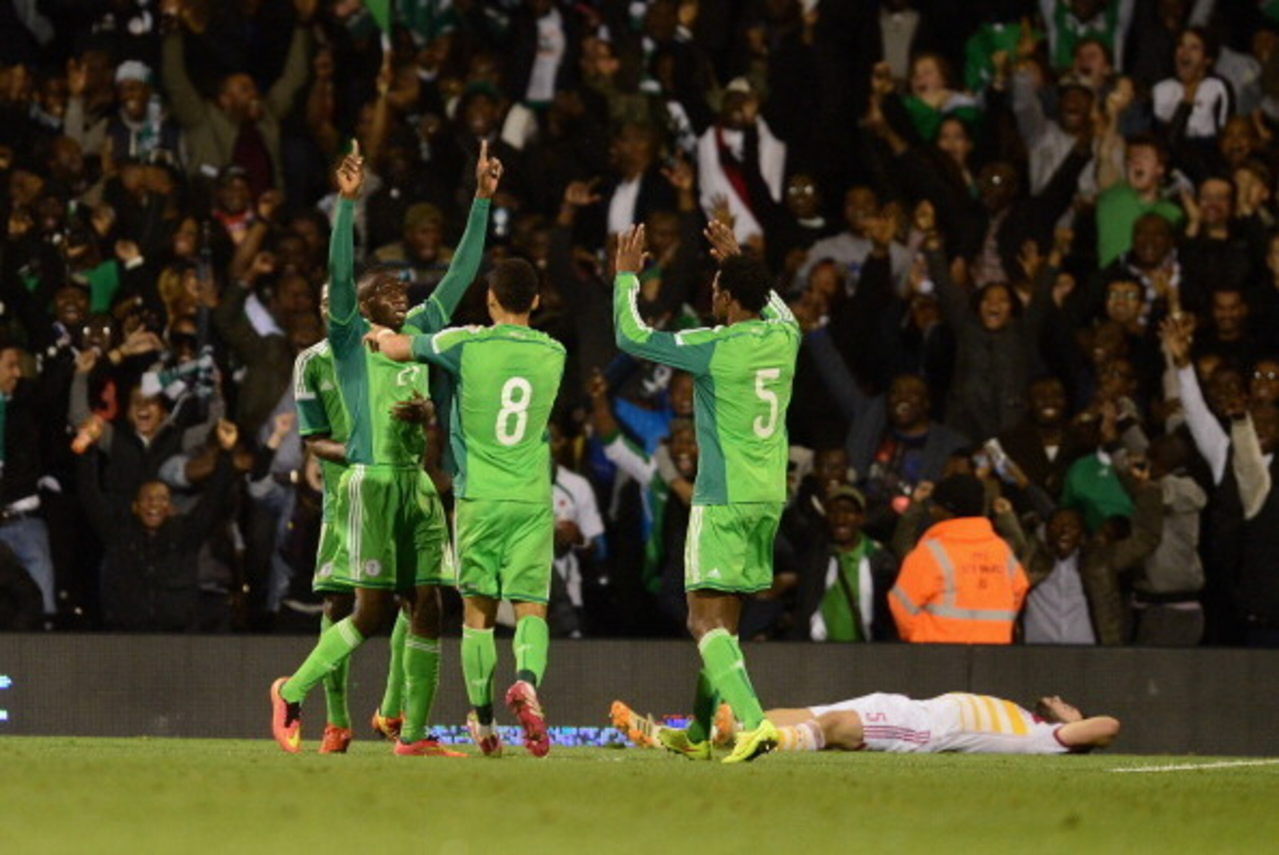 LONDON, ENGLAND - MAY 28: Uche Nwofor of Nigeria celebrates his goal during the International Friendly match between Nigeria and Scotland at Craven Cottage on May 28, 2014 in London, United Kingdom. (Photo by Jamie McDonald/Getty Images) LONDON, ENGLAND - MAY 28: Uche Nwofor of Nigeria celebrates his goal during the International Friendly match between Nigeria and Scotland at Craven Cottage on May 28, 2014 in London, United Kingdom. (Photo by Jamie McDonald/Getty Images)