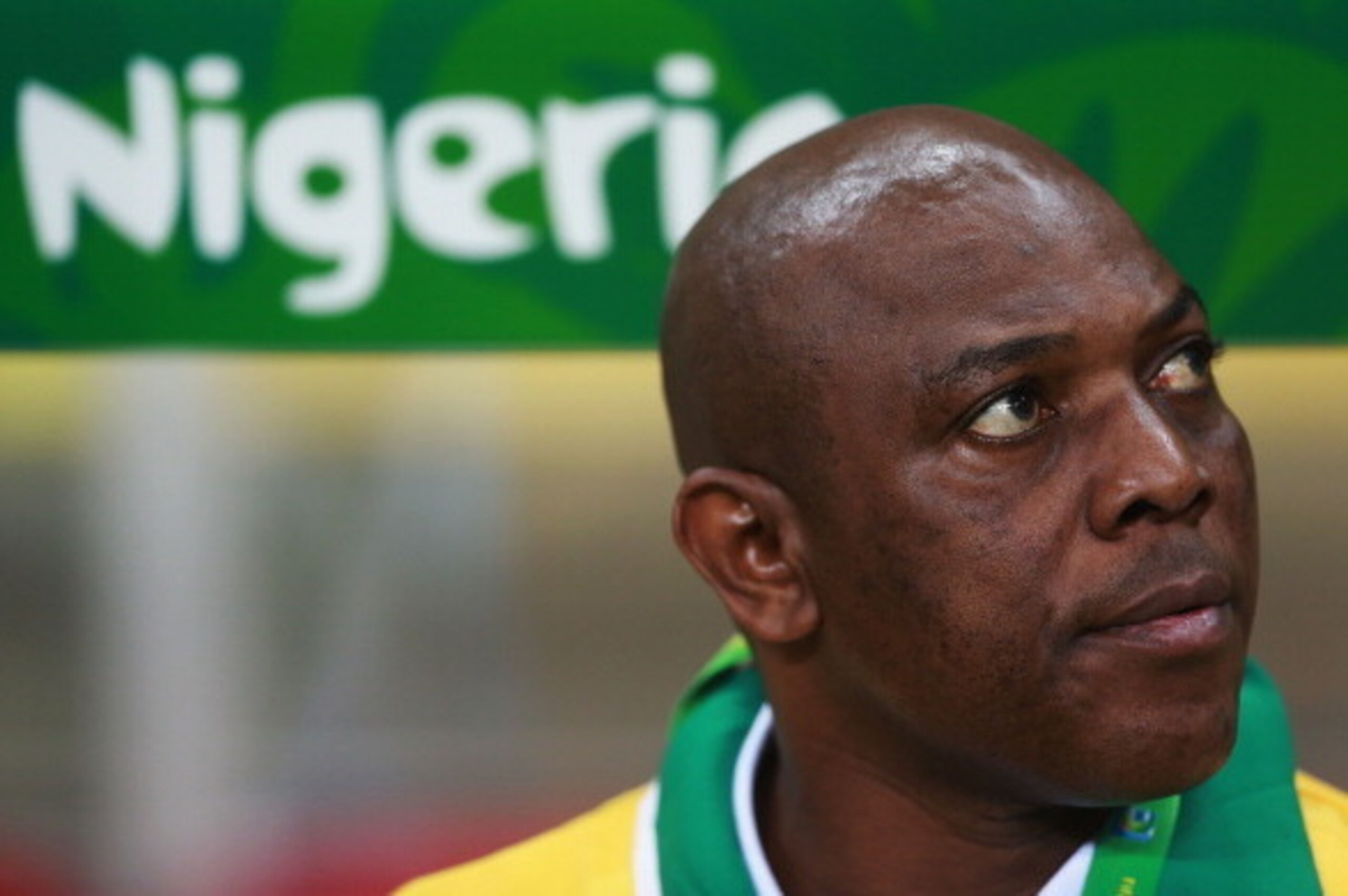 SALVADOR, BRAZIL - JUNE 20:  Stephen Keshi head coach of Nigeria looks on prior to the FIFA Confederations Cup Brazil 2013 Group B match between Nigeria and Uruguay at Estadio Octavio Mangabeira (Arena Fonte Nova Salvador) on June 20, 2013 in Salvador, Br
