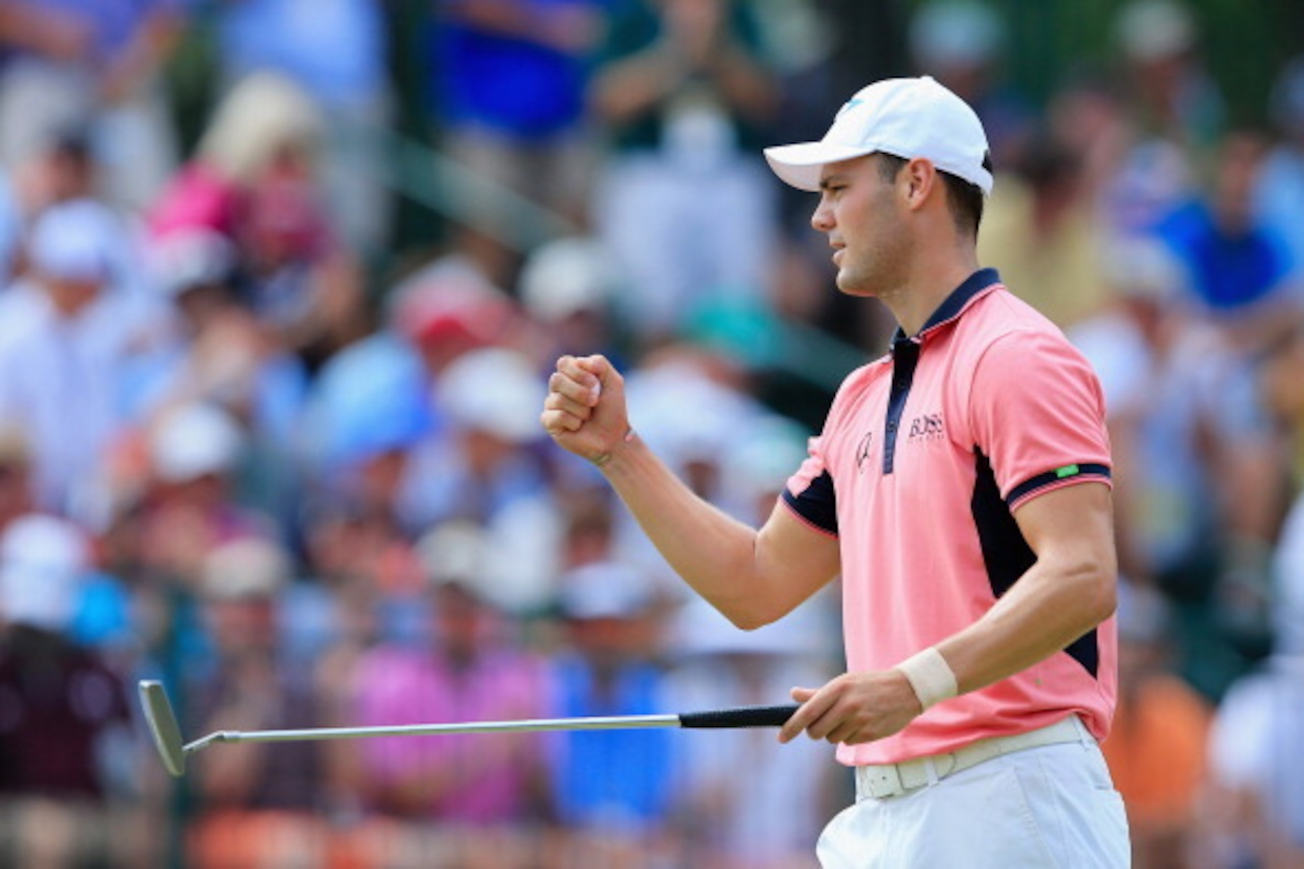 PINEHURST, NC - JUNE 14:  Martin Kaymer of Germany celebrates an eagle on the fifth green during the third round of the 114th U.S. Open at Pinehurst Resort & Country Club, Course No. 2 on June 14, 2014 in Pinehurst, North Carolina.  (Photo by David Cannon