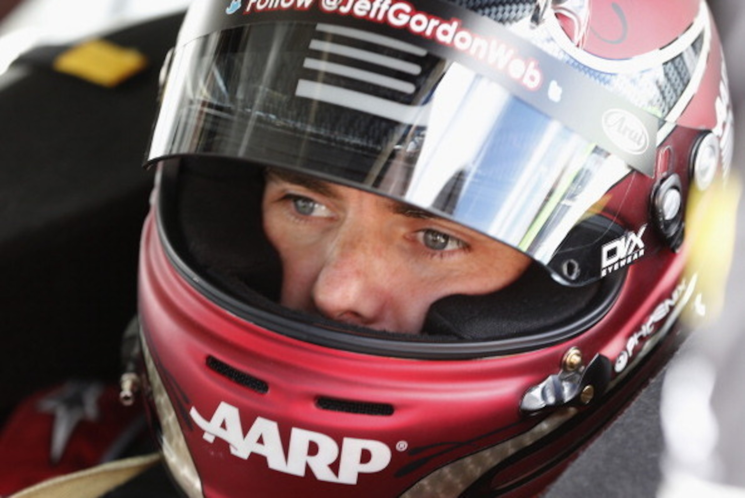 BROOKLYN, MI - JUNE 13:  Jeff Gordon, driver of the #24 Drive to End Hunger Chevrolet, sits in his car on the grid during qualifying for the NASCAR Sprint Cup Series Quicken Loans 400 at Michigan International Speedway on June 13, 2014 in Brooklyn, Michig