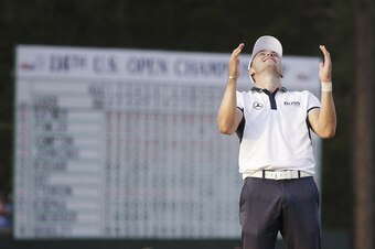 Even with his big lead, Kaymer didn't relax until his final putt dropped.