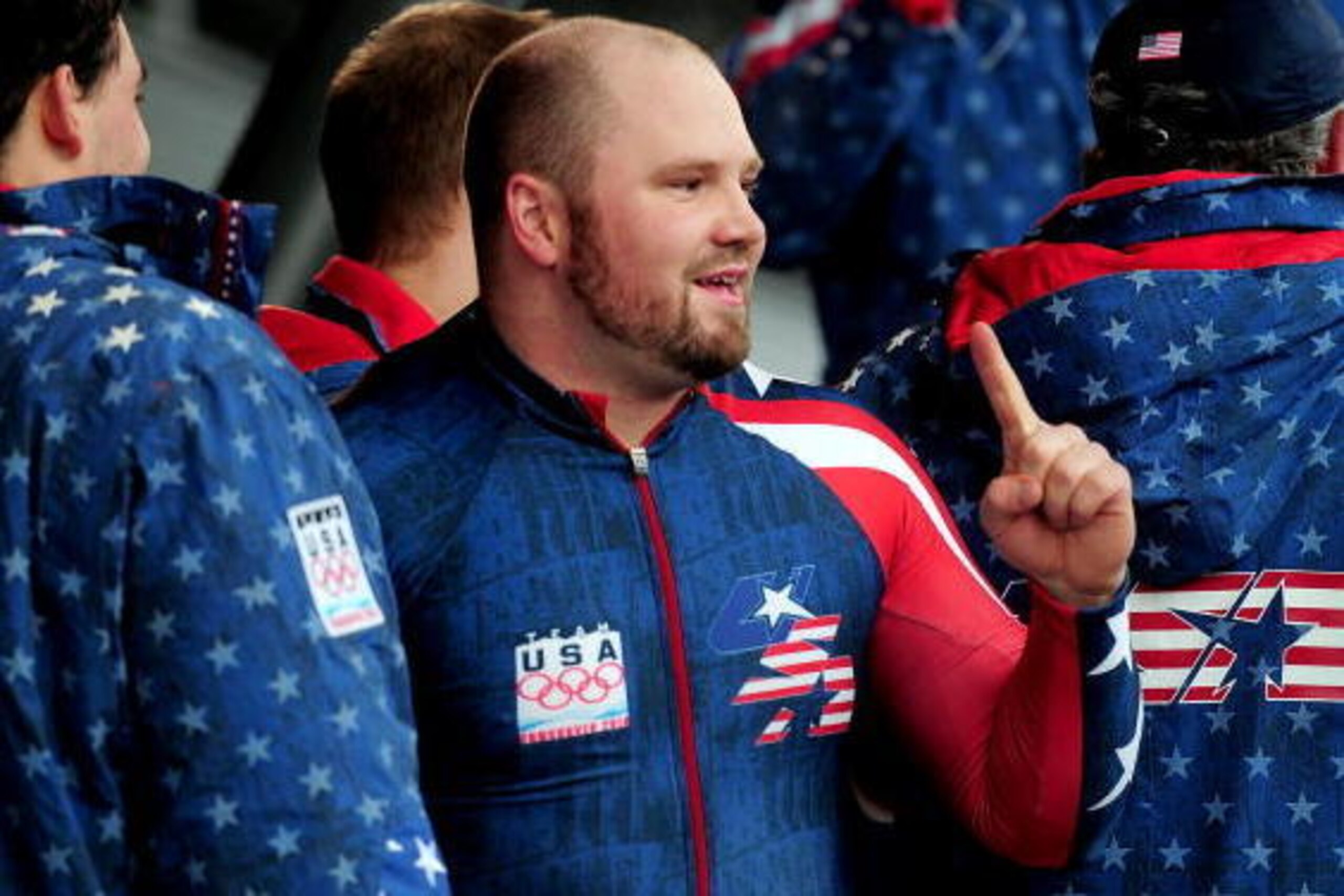WHISTLER, BC - FEBRUARY 27:  Steven Holcomb of USA 1 celebrates after winning the gold medal during the men's four man bobsleigh on day 16 of the 2010 Vancouver Winter Olympics at the Whistler Sliding Centre on February 27, 2010 in Whistler, Canada.  (Pho
