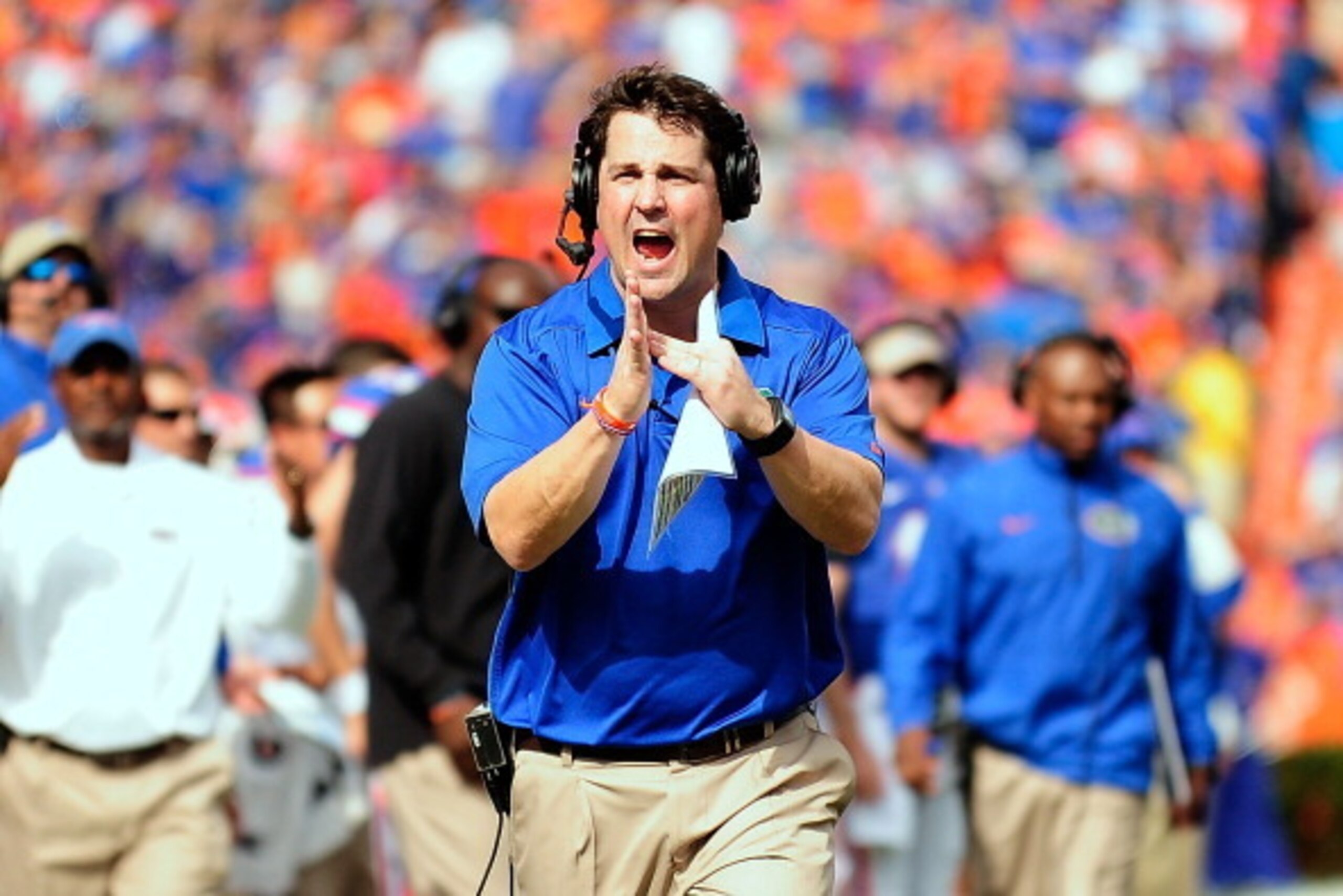 GAINESVILLE, FL - NOVEMBER 09: Will Muschamp, head coach of the Florida Gators, call for a timeout during a game against the Vanderbilt Commodores at Ben Hill Griffin Stadium on November 9, 2013 in Gainesville, Florida. (Photo by Stacy Revere/Getty Imag GAINESVILLE, FL - NOVEMBER 09: Will Muschamp, head coach of the Florida Gators, call for a timeout during a game against the Vanderbilt Commodores at Ben Hill Griffin Stadium on November 9, 2013 in Gainesville, Florida. (Photo by Stacy Revere/Getty Imag