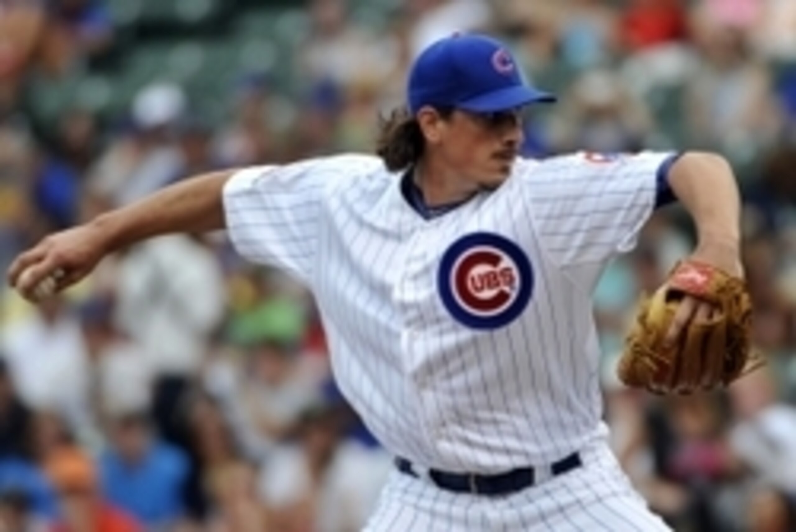 Jun 7, 2014; Chicago, IL, USA;  Chicago Cubs starting pitcher Jeff Samardzija (29) pitches against the Miami Marlins during the first inning at Wrigley Field. Mandatory Credit: David Banks-USA TODAY Sports