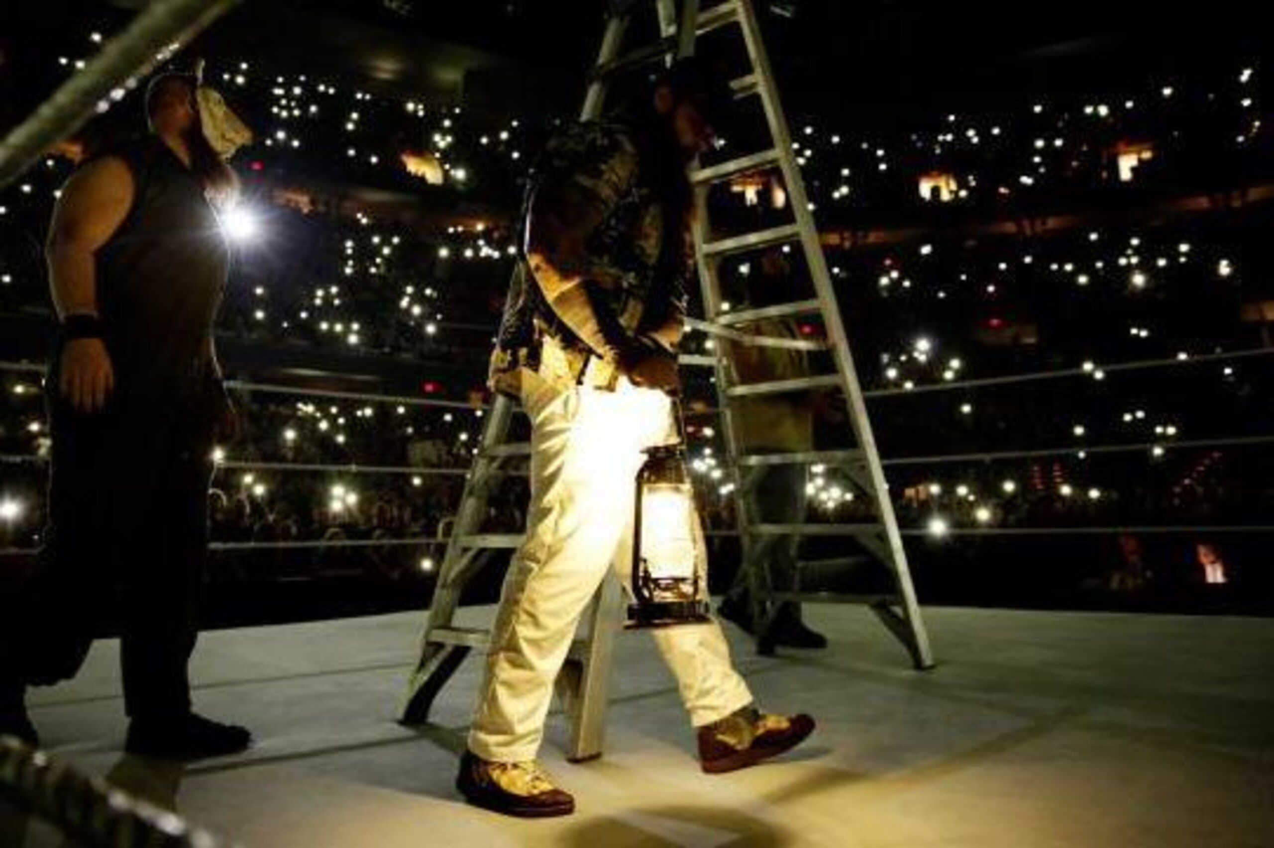 Bray Wyatt prepares to address the fans. Bray Wyatt prepares to address the fans.