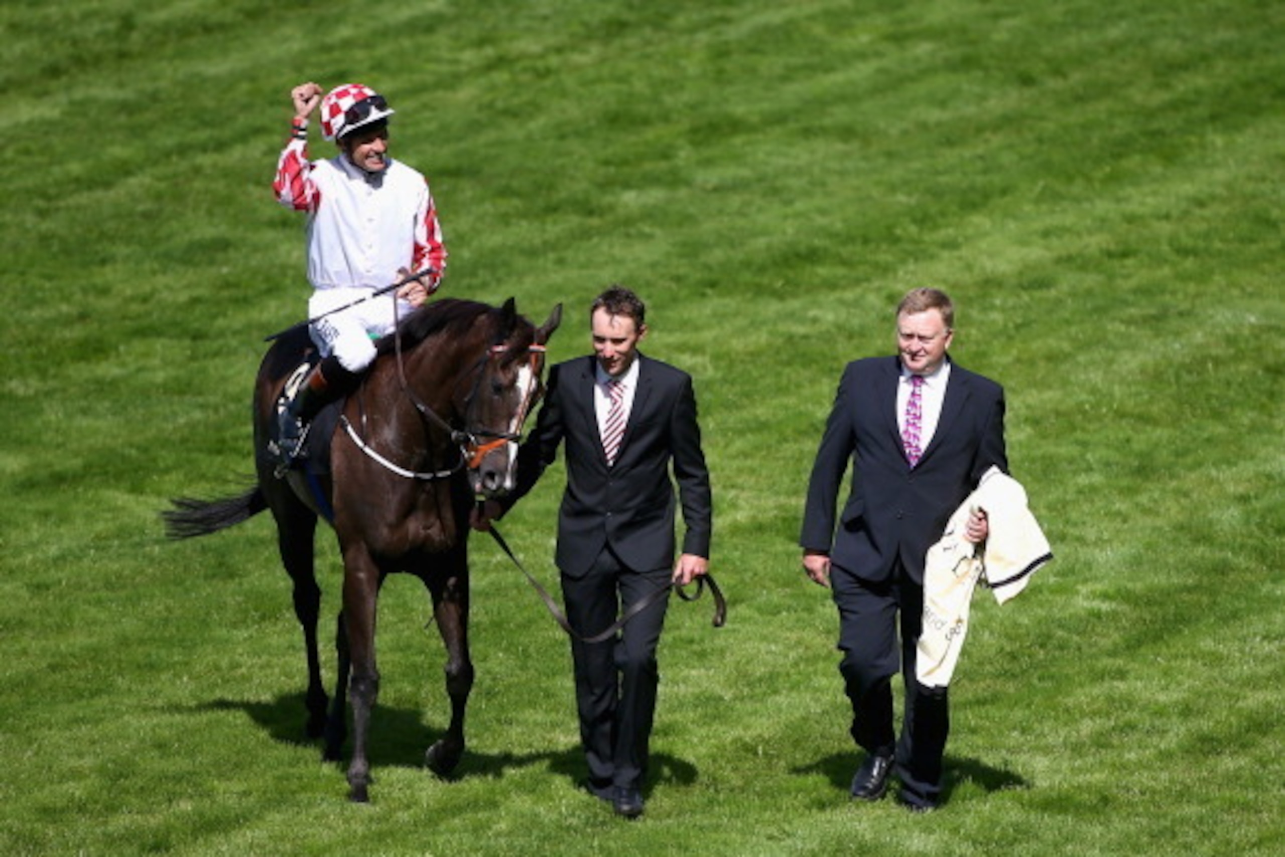 ASCOT, ENGLAND - JUNE 17:  Richard Hughes riding Sole Power celebrates as he wins The King's Stand Stakes during day one of Royal Ascot at Ascot Racecourse on June 17, 2014 in Ascot, England.  (Photo by Charlie Crowhurst/Getty Images for Ascot Racecourse)