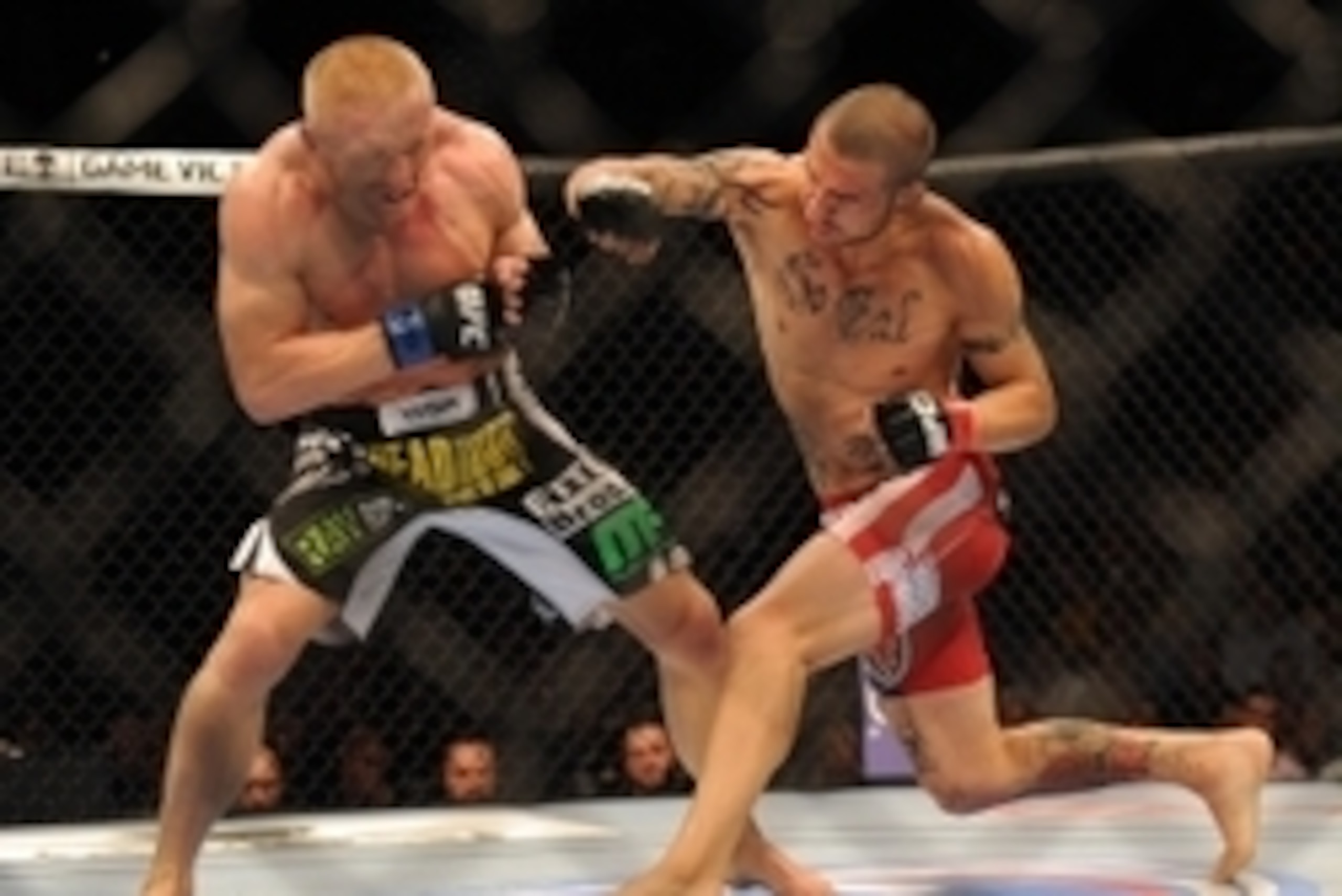 Jul 6, 2013; Las Vegas, NV, USA;  Cub Swanson and Dennis Siver during their Featherweight Bout at the MGM Grand Garden Arena. Mandatory Credit: Jayne Kamin-Oncea-USA TODAY Sports