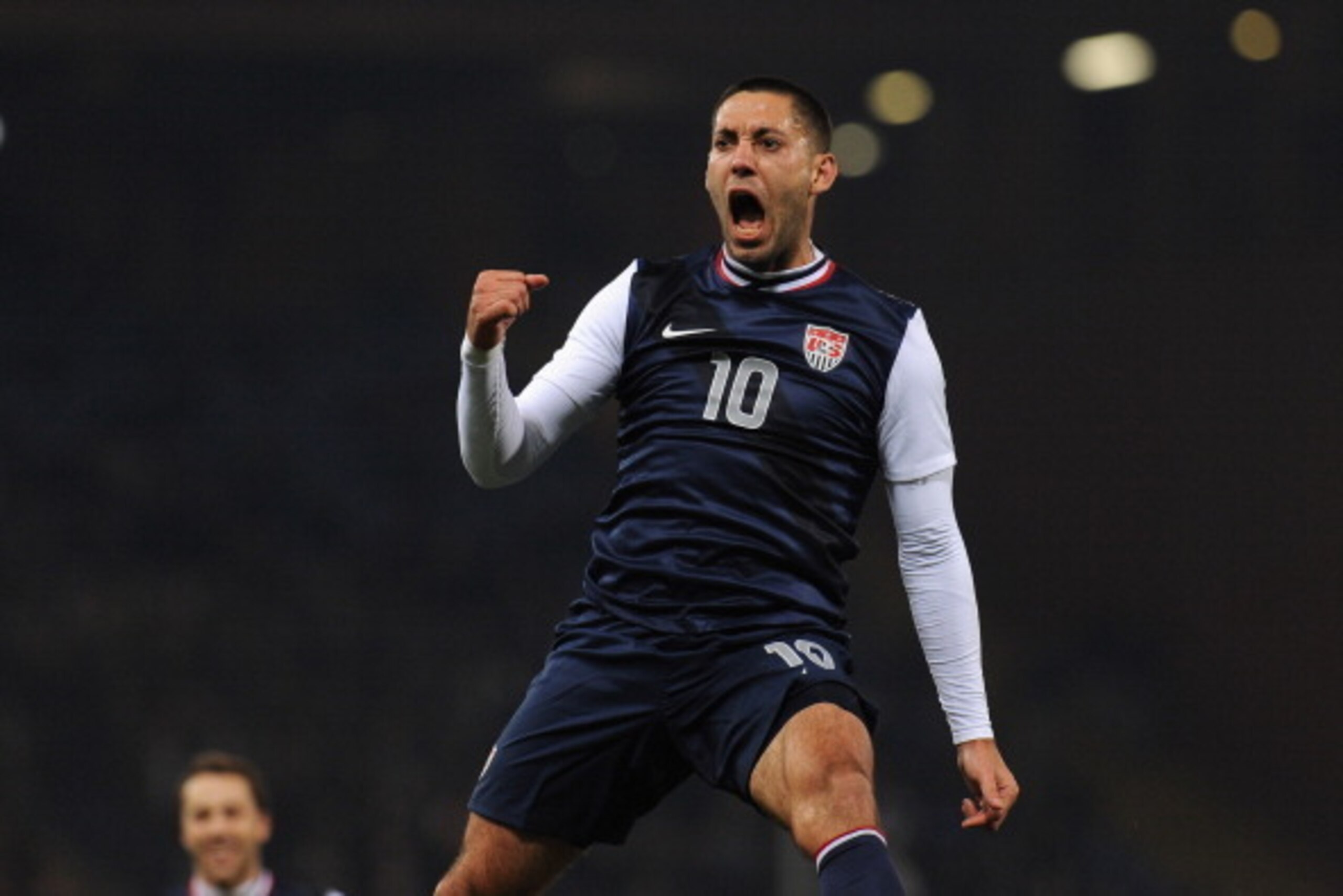 GENOA, ITALY - FEBRUARY 29:  Clint Dempsey of USA celebrates the opening goal during the international friendly match between Italy and USA at Luigi Ferraris Stadium on February 29, 2012 in Genoa, Italy.  (Photo by Valerio Pennicino/Getty Images)