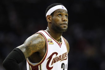 CLEVELAND - MAY 11:  LeBron James #23 of the Cleveland Cavaliers looks on while playing the Boston Celtics in Game Five of the Eastern Conference Semifinals during the 2010 NBA Playoffs at Quicken Loans Arena on May 11, 2010 in Cleveland, Ohio. Boston won