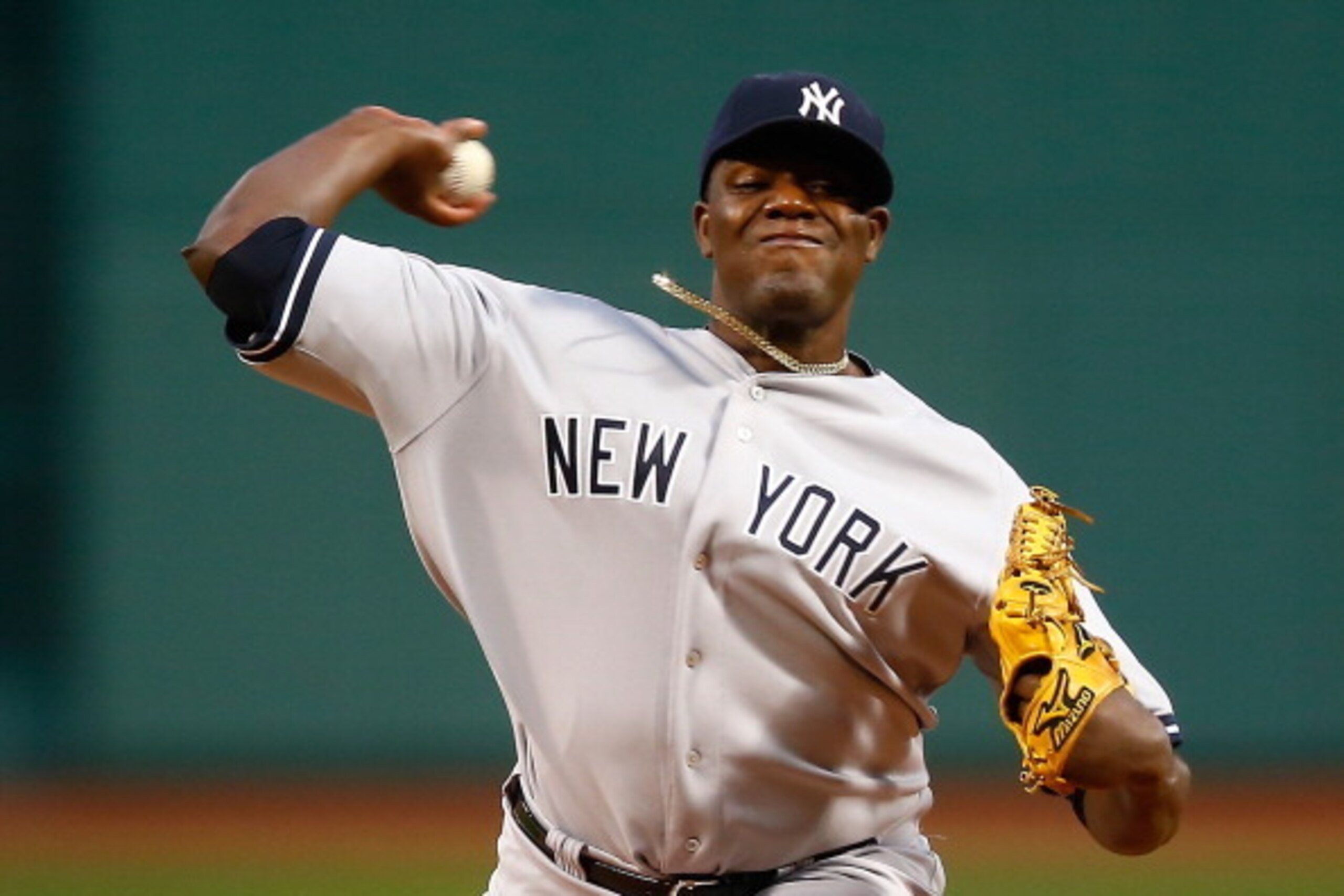 BOSTON, MA - APRIL 23:  Michael Pineda #35 of the New York Yankees pitches against the Boston Red Sox during the game at Fenway Park on April 23, 2014 in Boston, Massachusetts.  (Photo by Jared Wickerham/Getty Images)