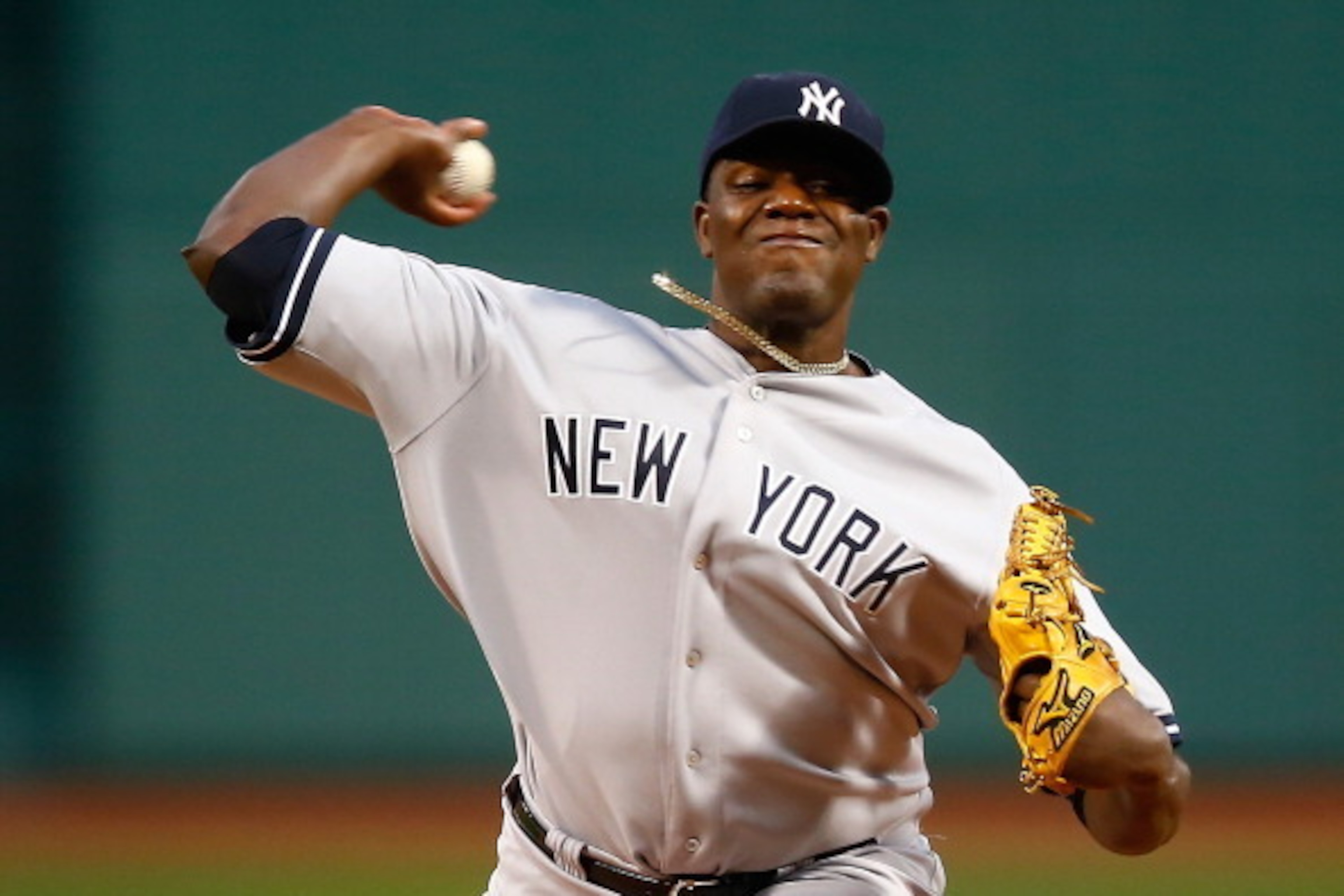 BOSTON, MA - APRIL 23:  Michael Pineda #35 of the New York Yankees pitches against the Boston Red Sox during the game at Fenway Park on April 23, 2014 in Boston, Massachusetts.  (Photo by Jared Wickerham/Getty Images)