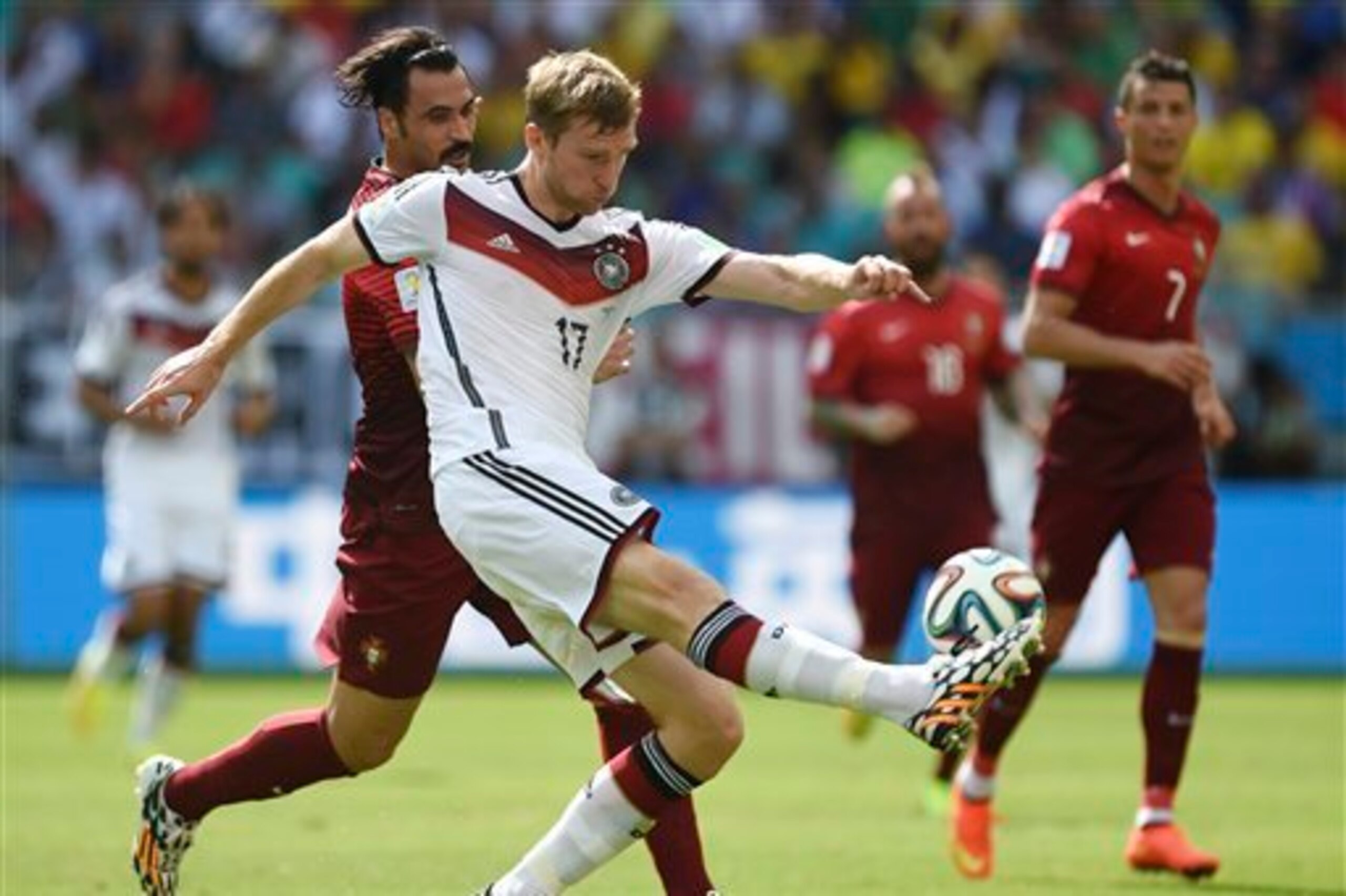 Arsenal's Per Mertesacker was a stand-out performer against Portugal.