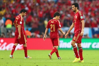 RIO DE JANEIRO, BRAZIL - JUNE 18: A dejected Sergio Busquets of Spain looks on during the 2014 FIFA World Cup Brazil Group B match between Spain and Chile at Maracana on June 18, 2014 in Rio de Janeiro, Brazil.  (Photo by Jamie Squire/Getty Images)