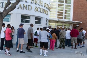 Fans line up to watch the Drew League.