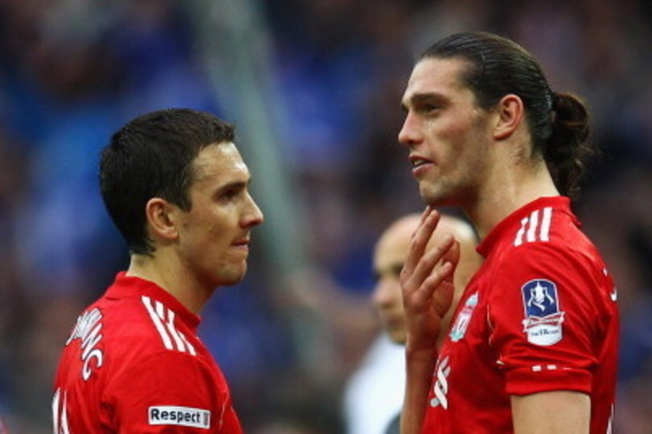 LONDON, ENGLAND - MAY 05: Stewart Downing of Liverpool and Andy Carroll of Liverpool look on at the final whistle during the FA Cup with Budweiser Final match between Liverpool and Chelsea at Wembley Stadium on May 5, 2012 in London, England.  (Photo by C