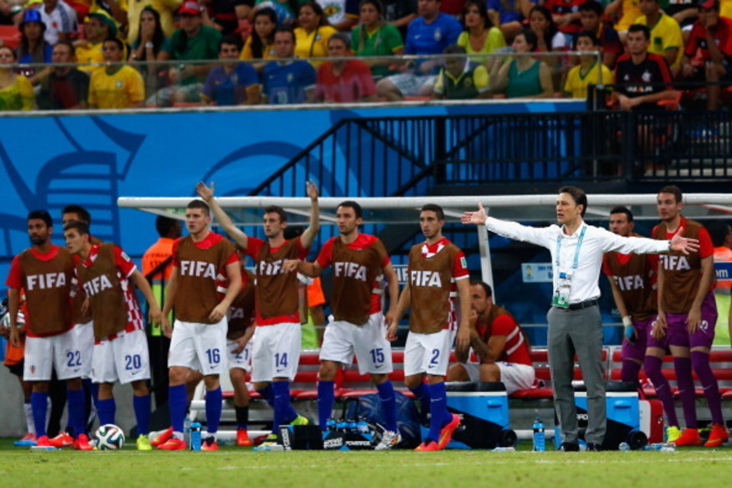 MANAUS, BRAZIL - JUNE 18:  Head coach Niko Kovac of Croatia reacts during the 2014 FIFA World Cup Brazil Group A match between Cameroon and Croatia at Arena Amazonia on June 18, 2014 in Manaus, Brazil.  (Photo by Matthew Lewis/Getty Images)
