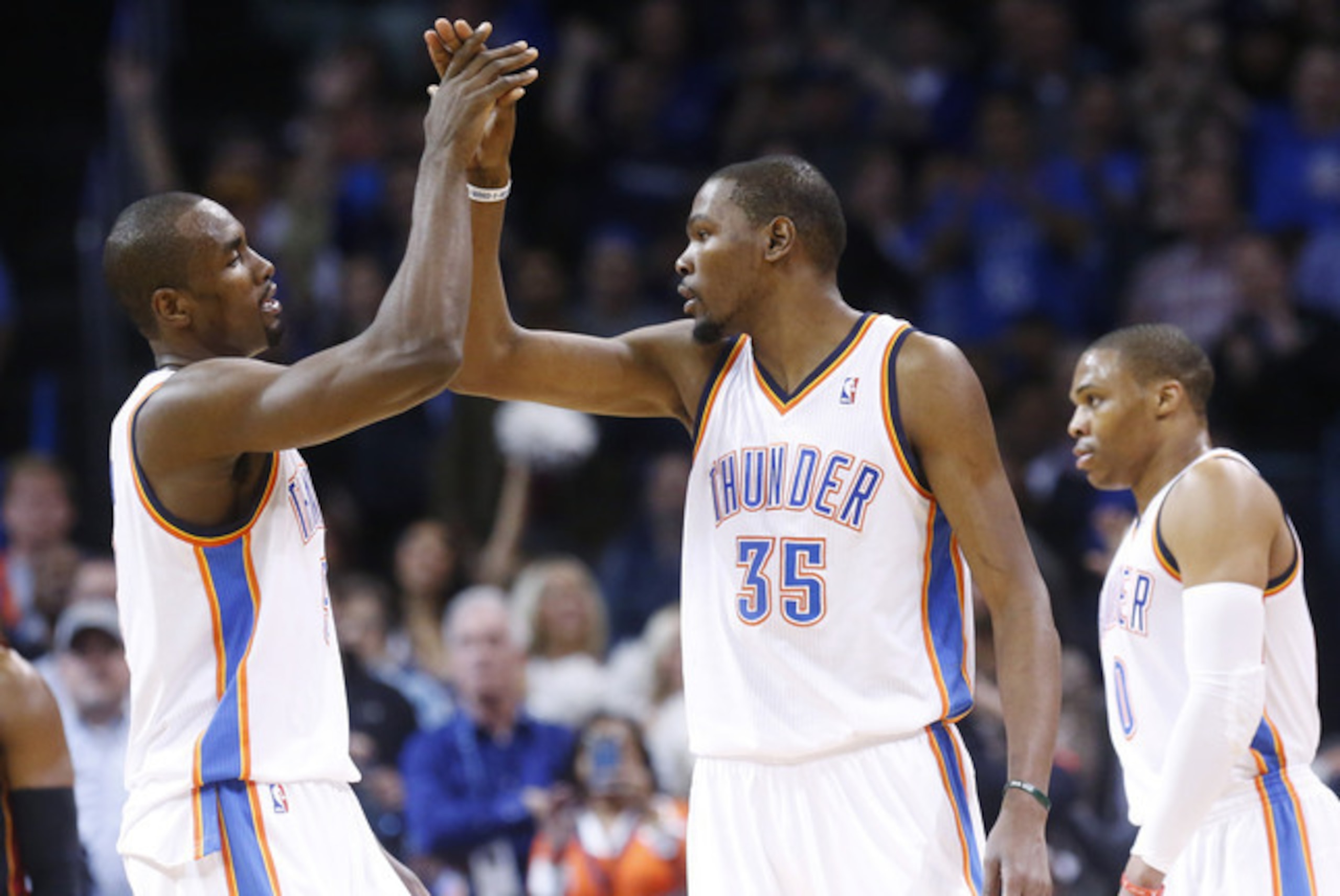Durant, Westbrook and defensive specialist Ibaka have made up the Thunder's Big Three since Harden's departure in 2012.