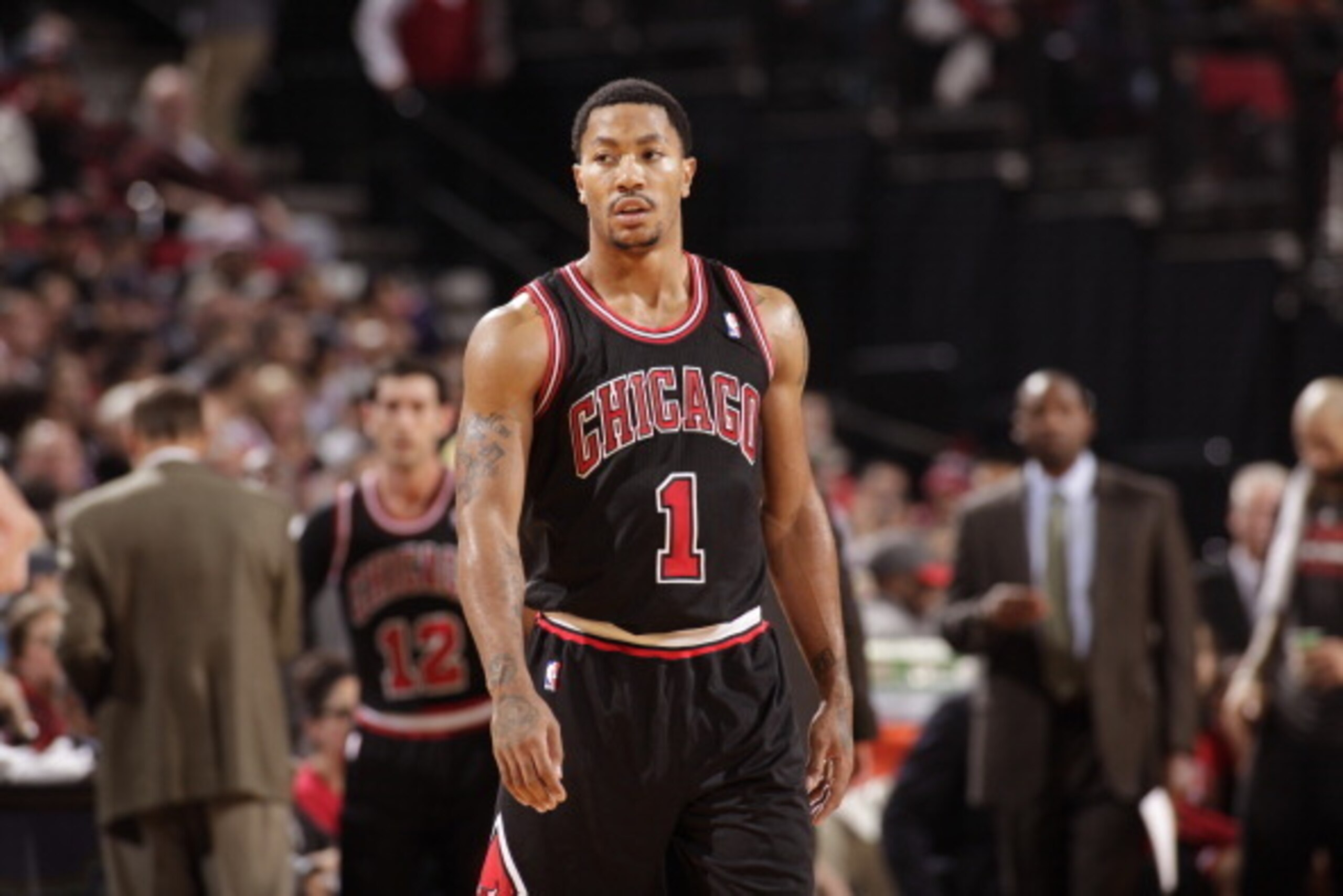 PORTLAND, OR - NOVEMBER 22:  Derrick Rose #1 of the Chicago Bulls during the game against the Portland Trail Blazers on November 22, 2013 at the Moda Center Arena in Portland, Oregon. NOTE TO USER: User expressly acknowledges and agrees that, by downloadi