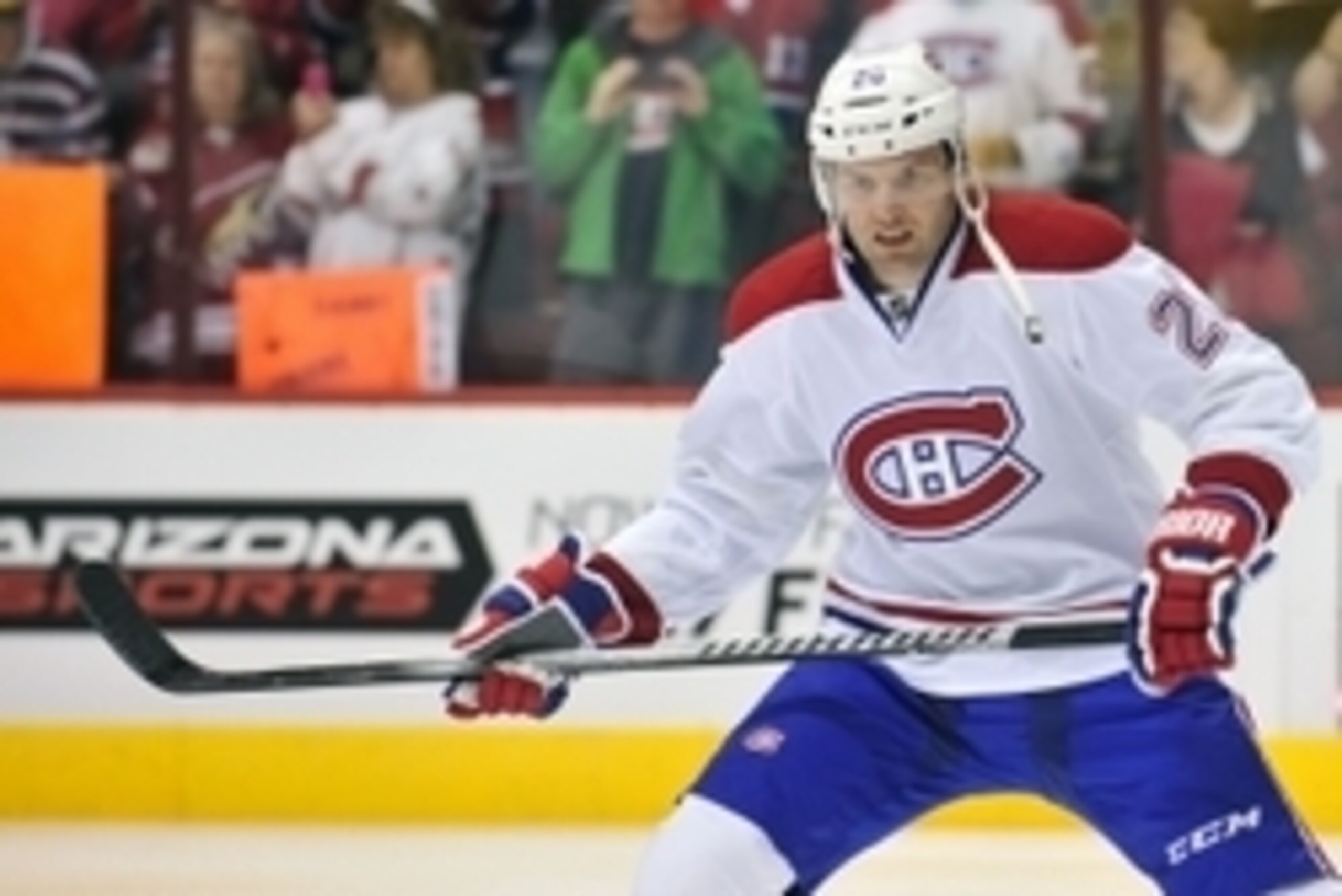 March 6, 2014; Glendale, AZ, USA; Montreal Canadiens left wing Thomas Vanek (20) before playing against the Phoenix Coyotes at Jobing.com Arena. Mandatory Credit: Gary A. Vasquez-USA TODAY Sports