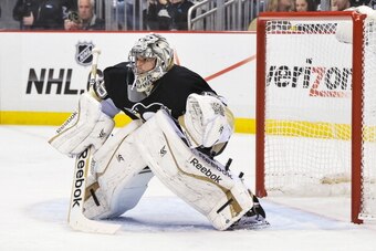PITTSBURGH, PA - MAY 9:  Goaltender Marc-Andre Fleury #29 of the Pittsburgh Penguins defends the net against the New York Rangers in Game Five of the Second Round of the 2014 NHL Stanley Cup Playoffs on May 9, 2014 at CONSOL Energy Center in Pittsburgh, P